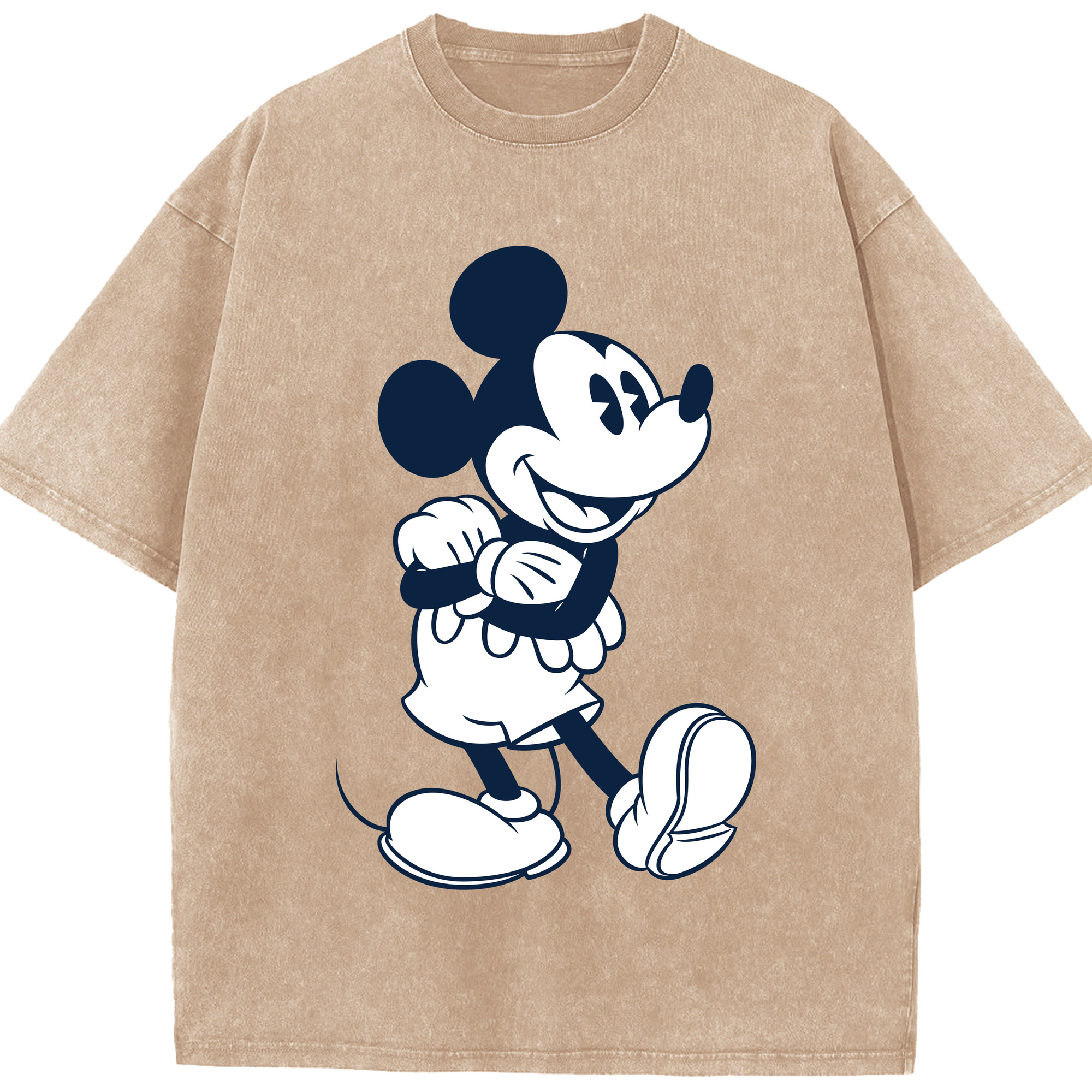 （画像用） ミッキーマウス Mickey Mouse 綿100% ヴィンテージ風 半袖Tシャツ（フロントプリント）
