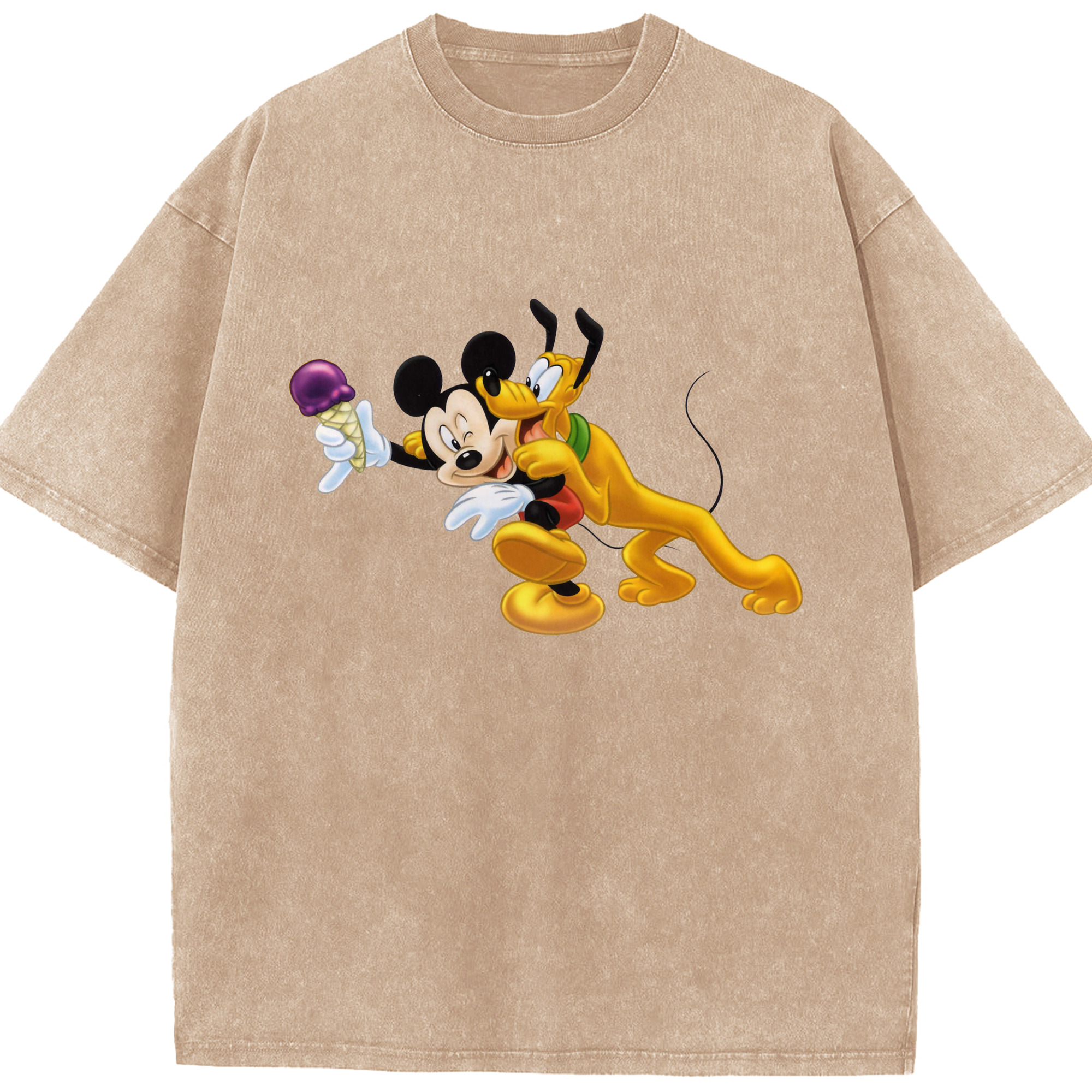 （画像用） ミッキーマウス Mickey Mouse 綿100% ヴィンテージ風 半袖Tシャツ（フロントプリント）