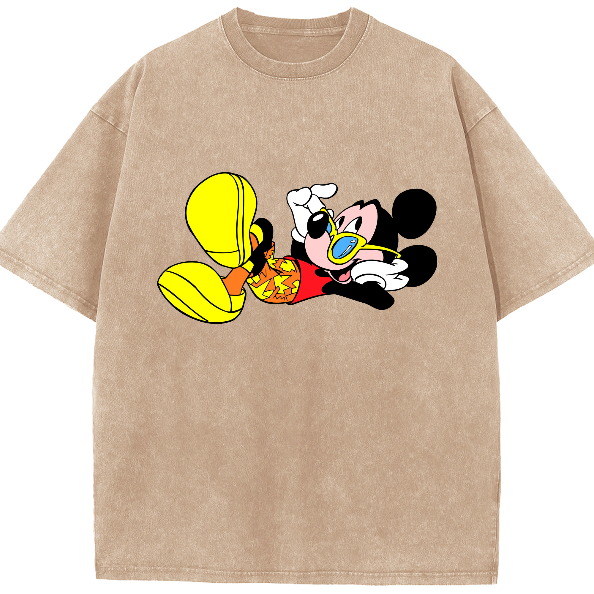 （画像用） ミッキーマウス Mickey Mouse 綿100% ヴィンテージ風 半袖Tシャツ（フロントプリント）