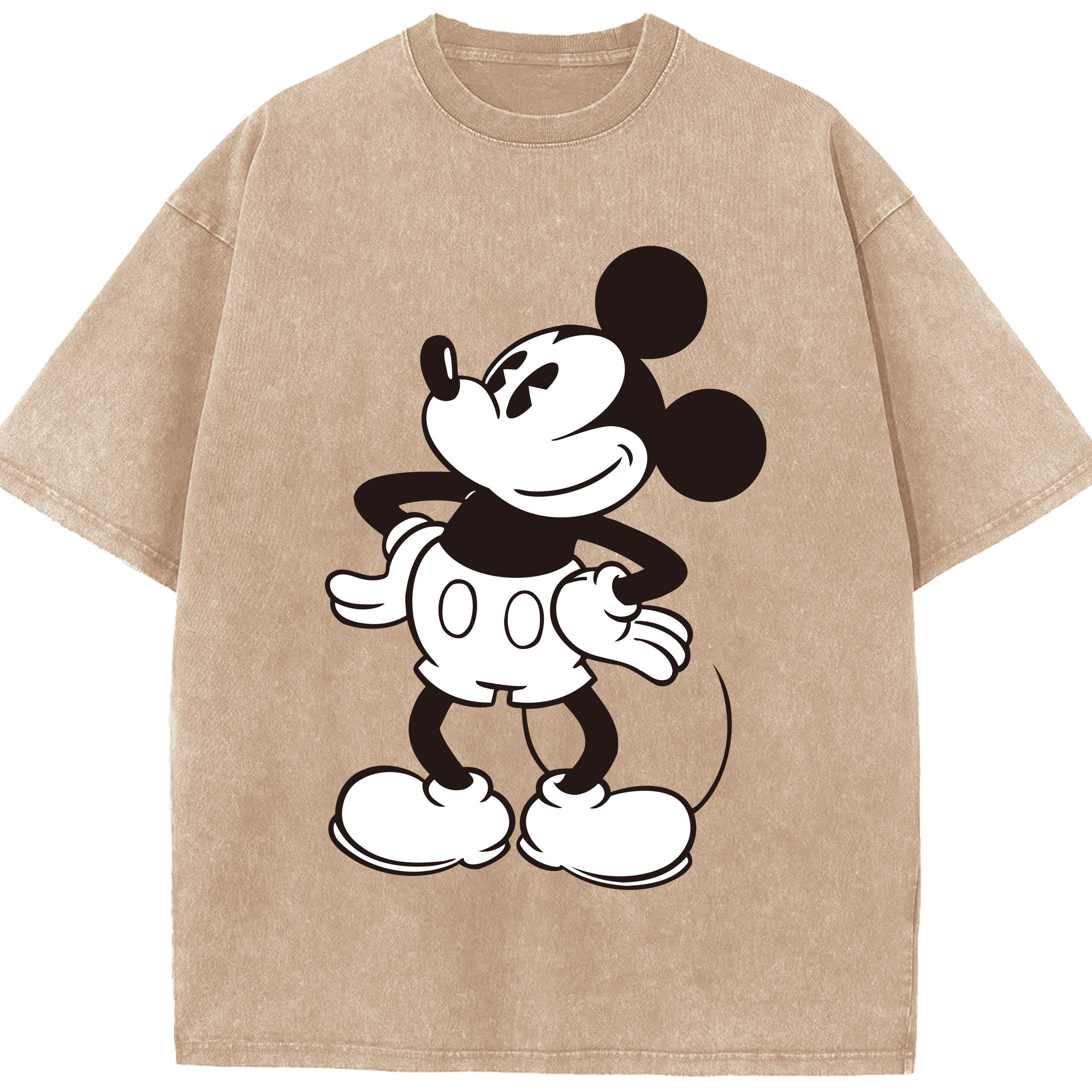 （画像用） ミッキーマウス Mickey Mouse 綿100% ヴィンテージ風 半袖Tシャツ（フロントプリント）