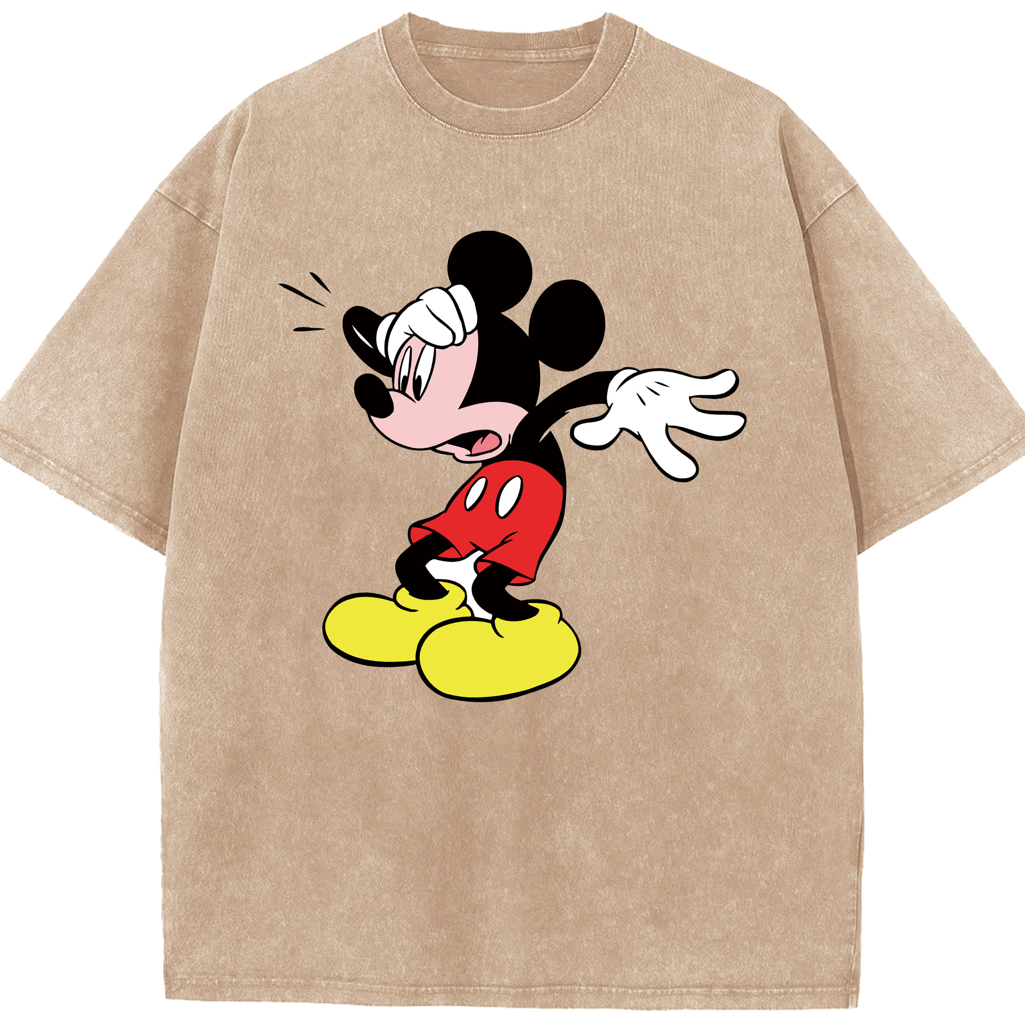（画像用） ミッキーマウス Mickey Mouse 綿100% ヴィンテージ風 半袖Tシャツ（フロントプリント）