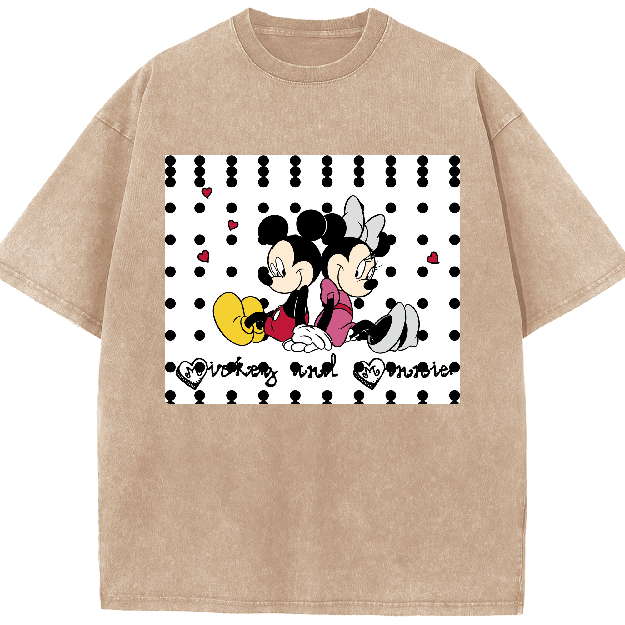 （画像用） ミッキーマウス Mickey Mouse 綿100% ヴィンテージ風 半袖Tシャツ（フロントプリント）