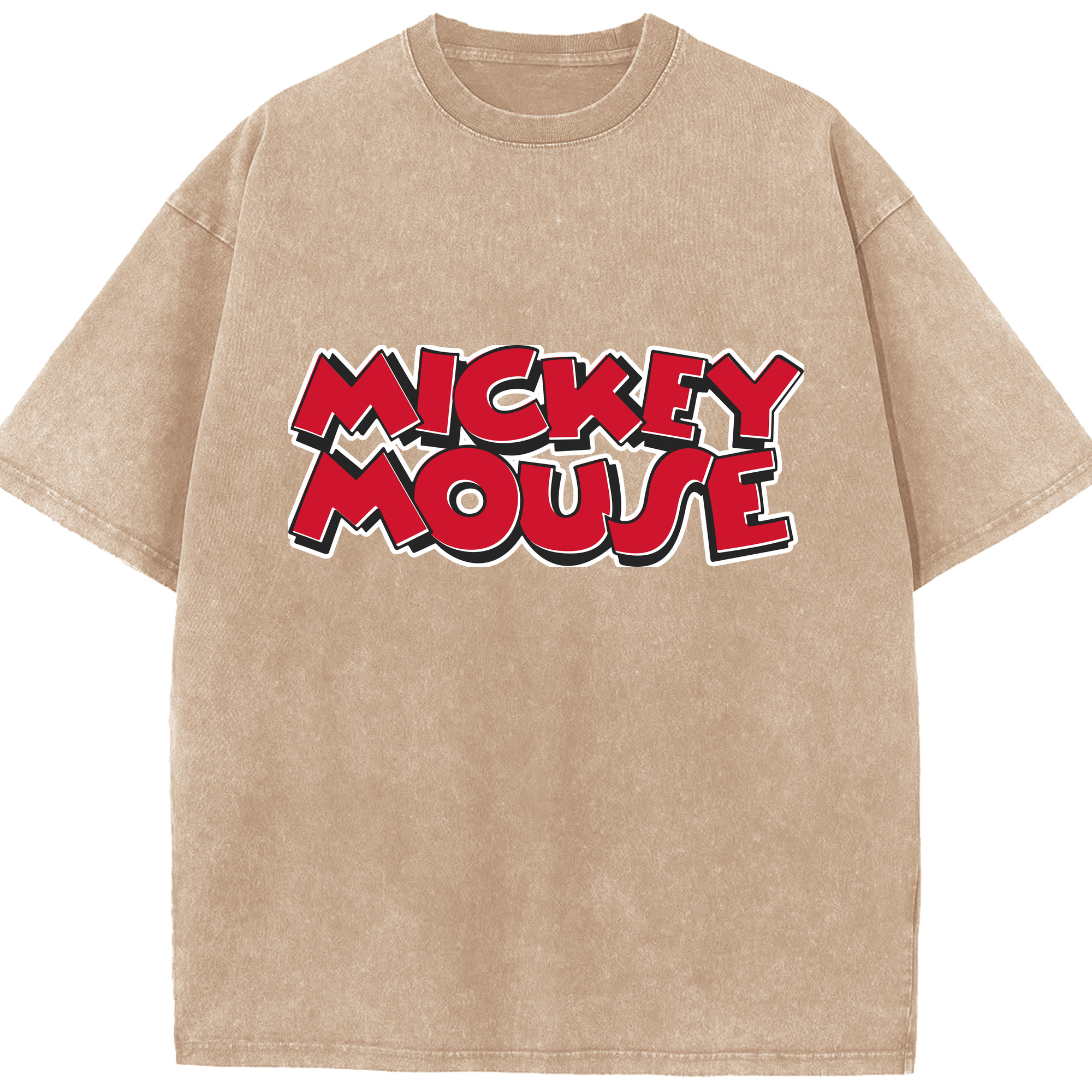（画像用） ミッキーマウス Mickey Mouse 綿100% ヴィンテージ風 半袖Tシャツ（フロントプリント）
