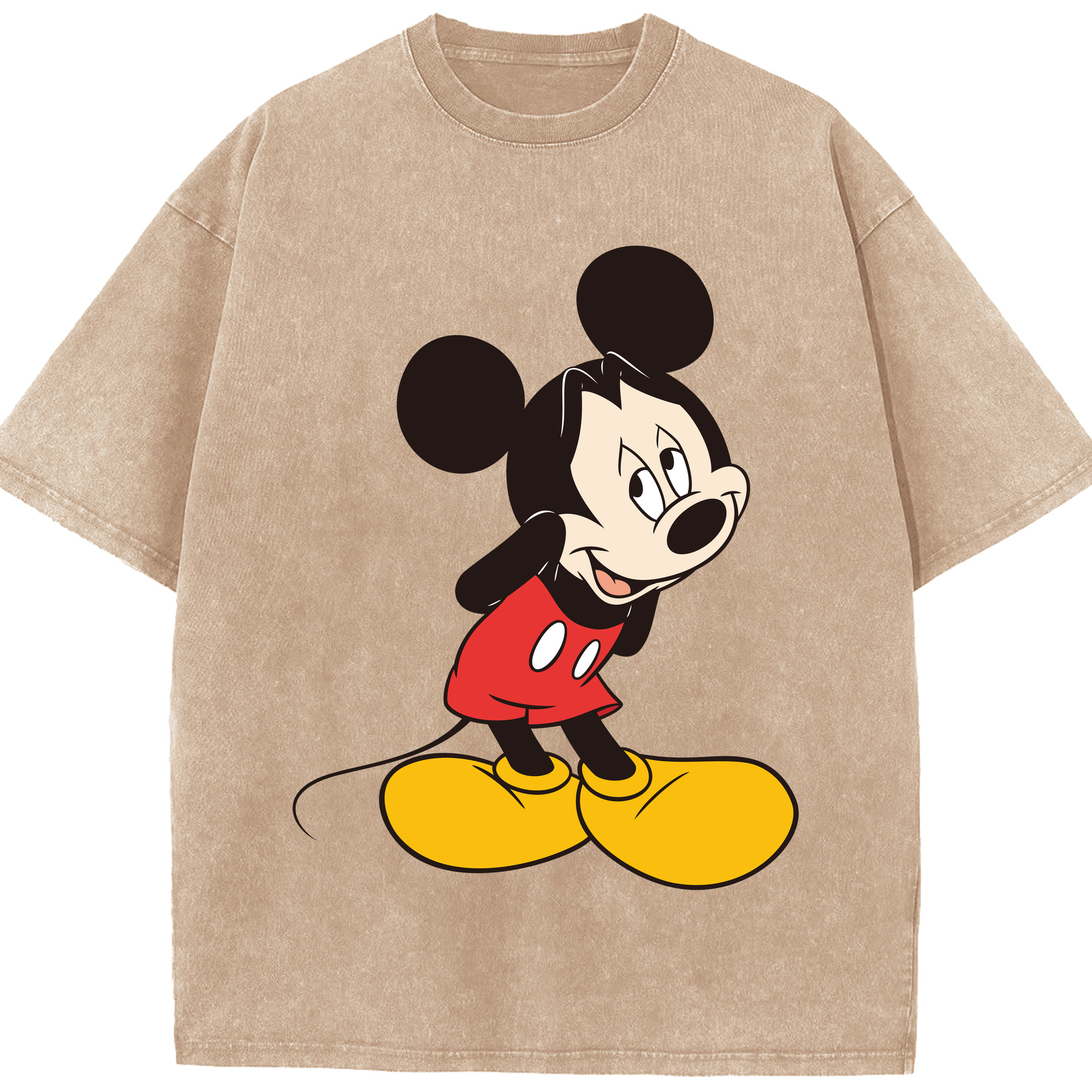 （画像用） ミッキーマウス Mickey Mouse 綿100% ヴィンテージ風 半袖Tシャツ（フロントプリント）