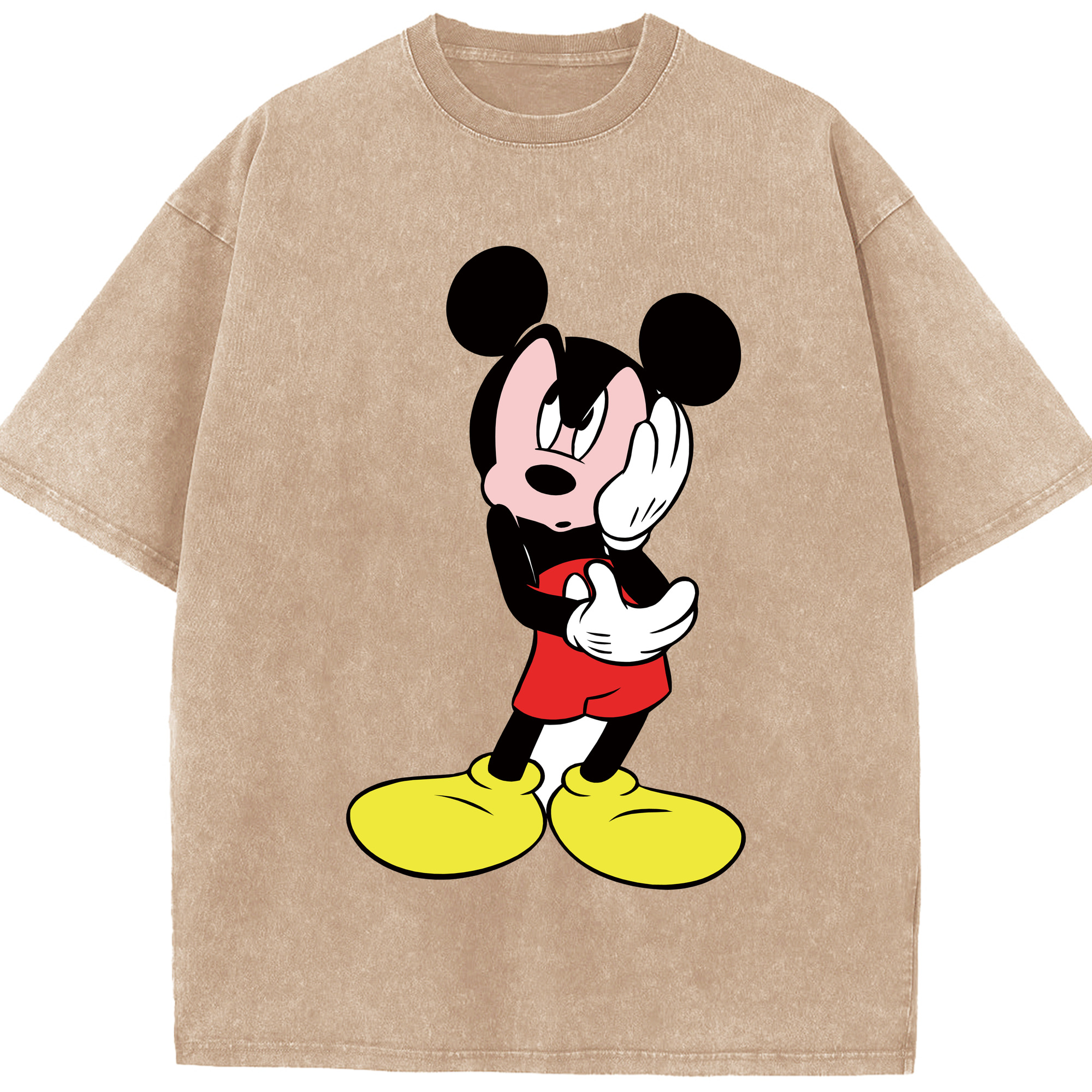 （画像用） ミッキーマウス Mickey Mouse 綿100% ヴィンテージ風 半袖Tシャツ（フロントプリント）