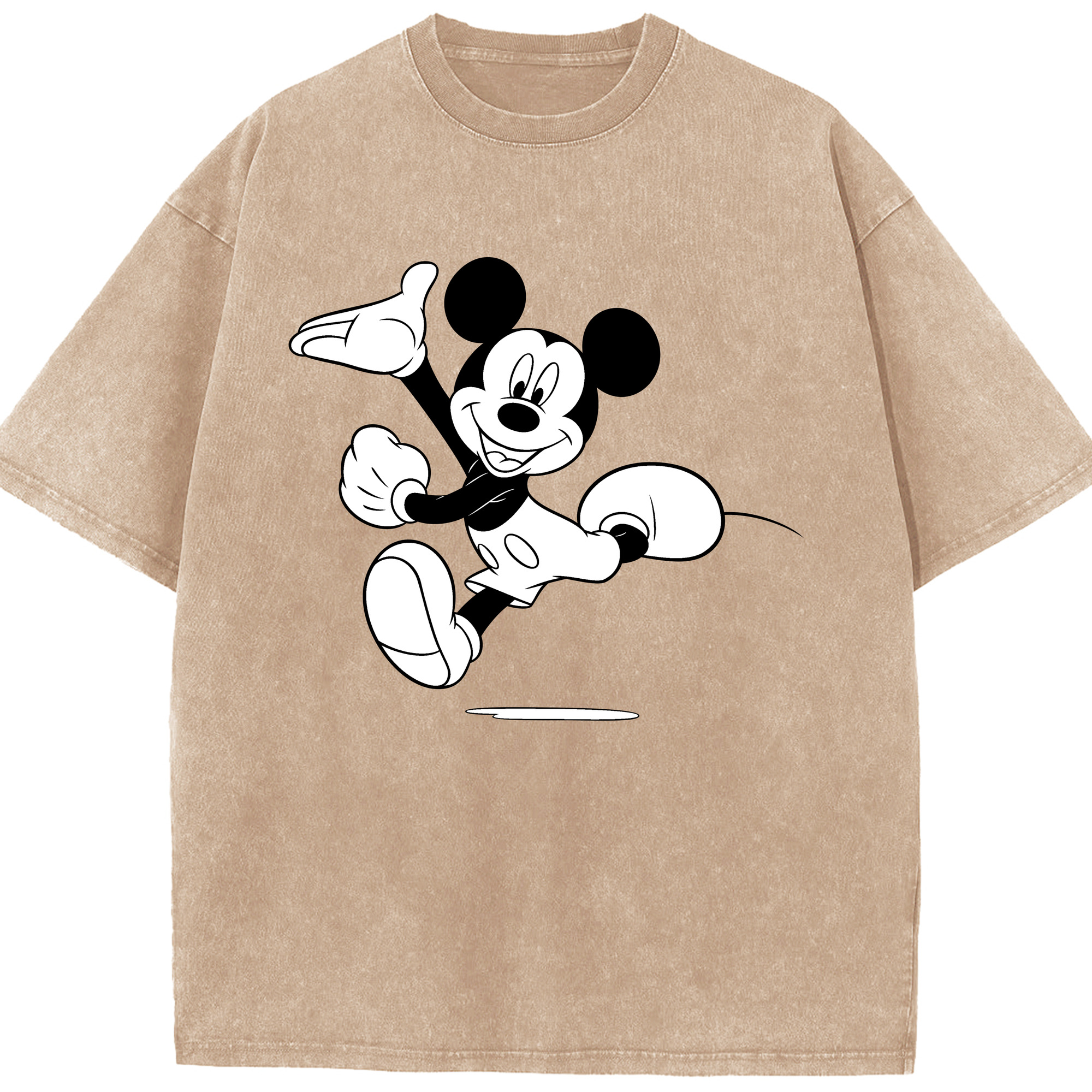 （画像用） ミッキーマウス Mickey Mouse 綿100% ヴィンテージ風 半袖Tシャツ（フロントプリント）