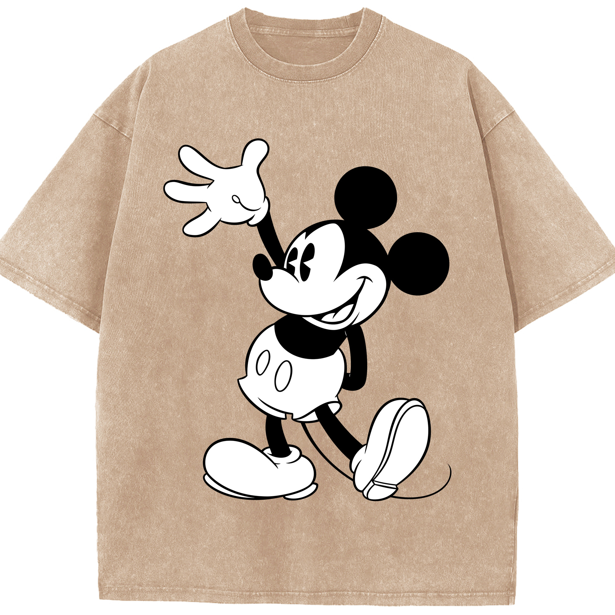 （画像用） ミッキーマウス Mickey Mouse 綿100% ヴィンテージ風 半袖Tシャツ（フロントプリント）