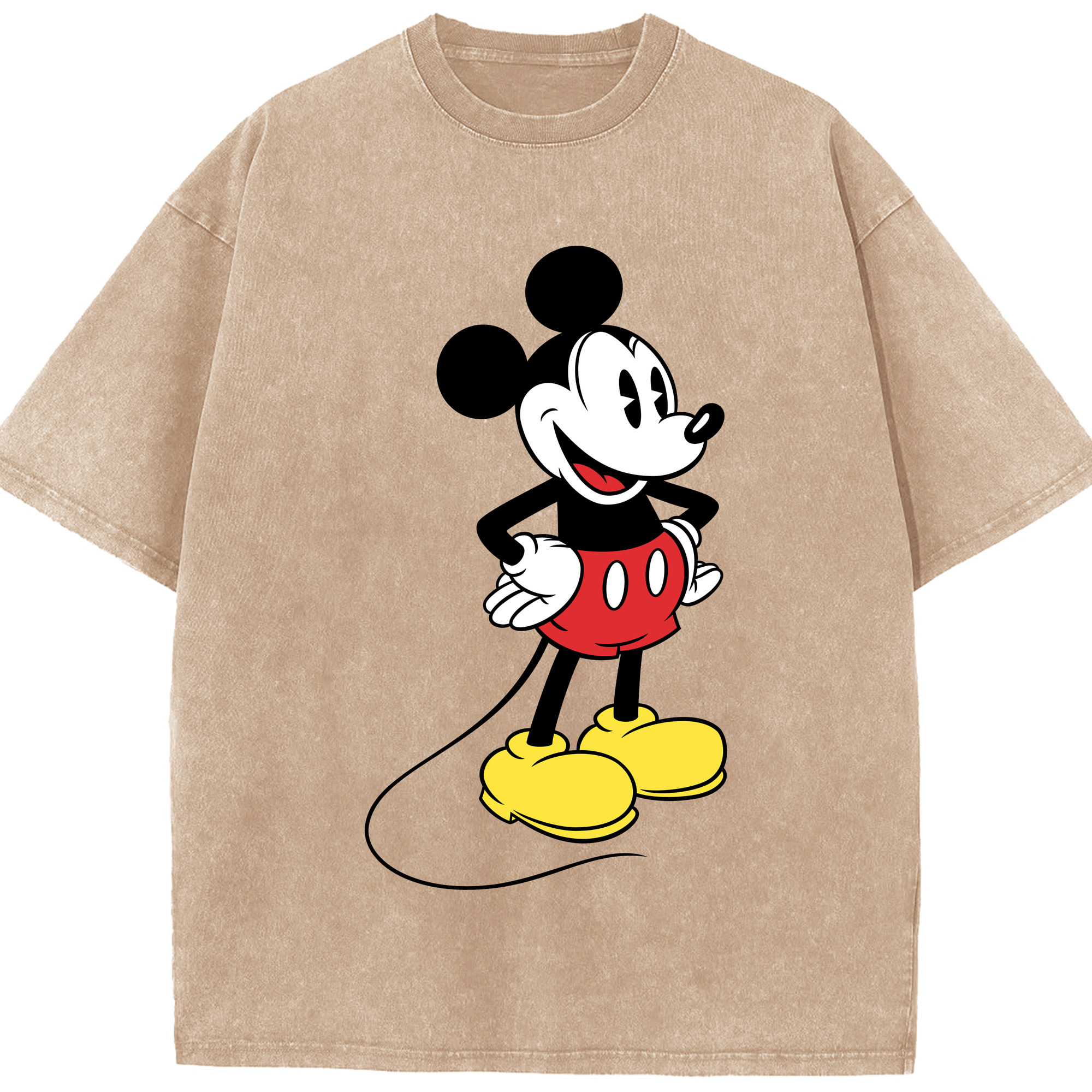 （画像用） ミッキーマウス Mickey Mouse 綿100% ヴィンテージ風 半袖Tシャツ（フロントプリント）