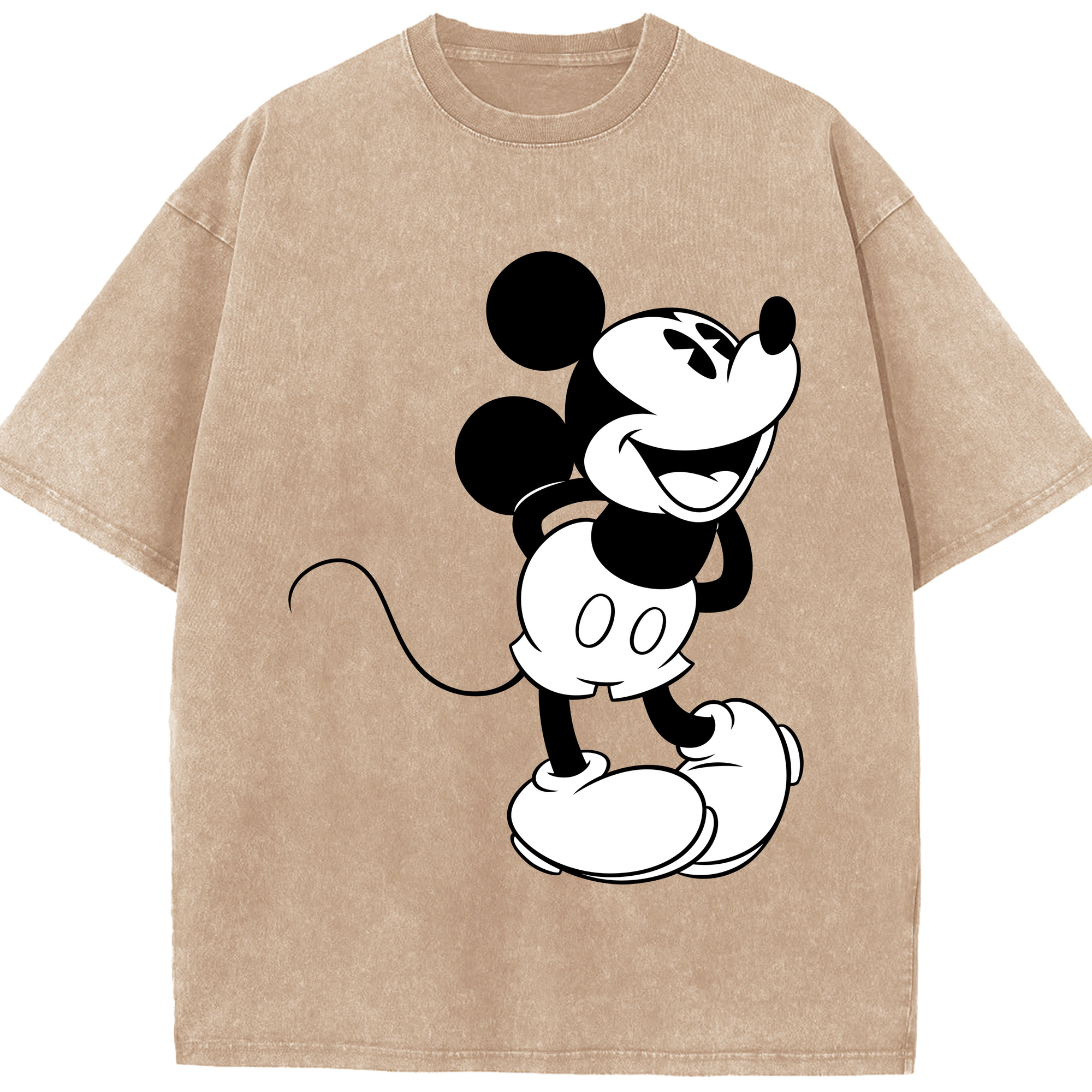 （画像用） ミッキーマウス Mickey Mouse 綿100% ヴィンテージ風 半袖Tシャツ（フロントプリント）