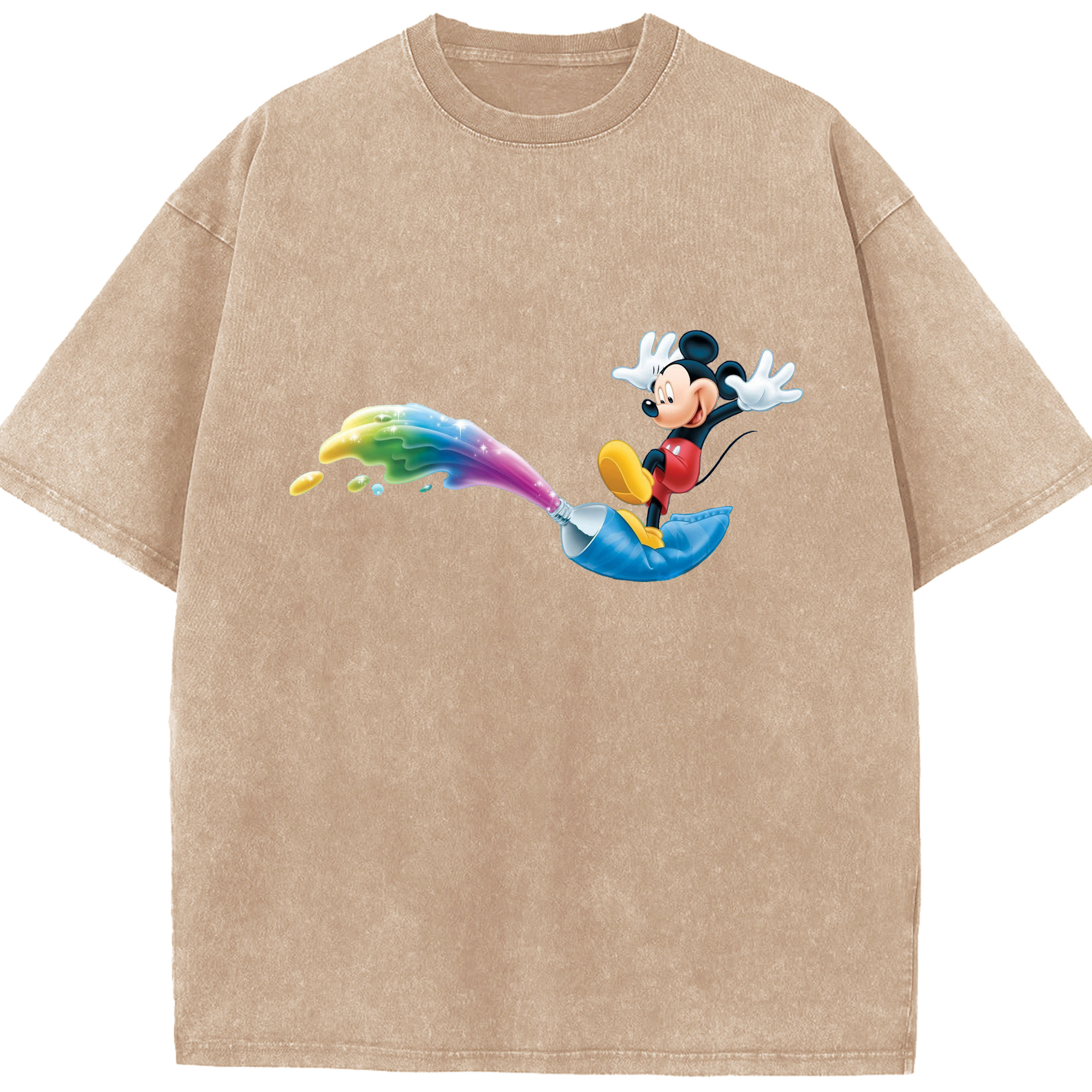 （画像用） ミッキーマウス Mickey Mouse 綿100% ヴィンテージ風 半袖Tシャツ（フロントプリント）