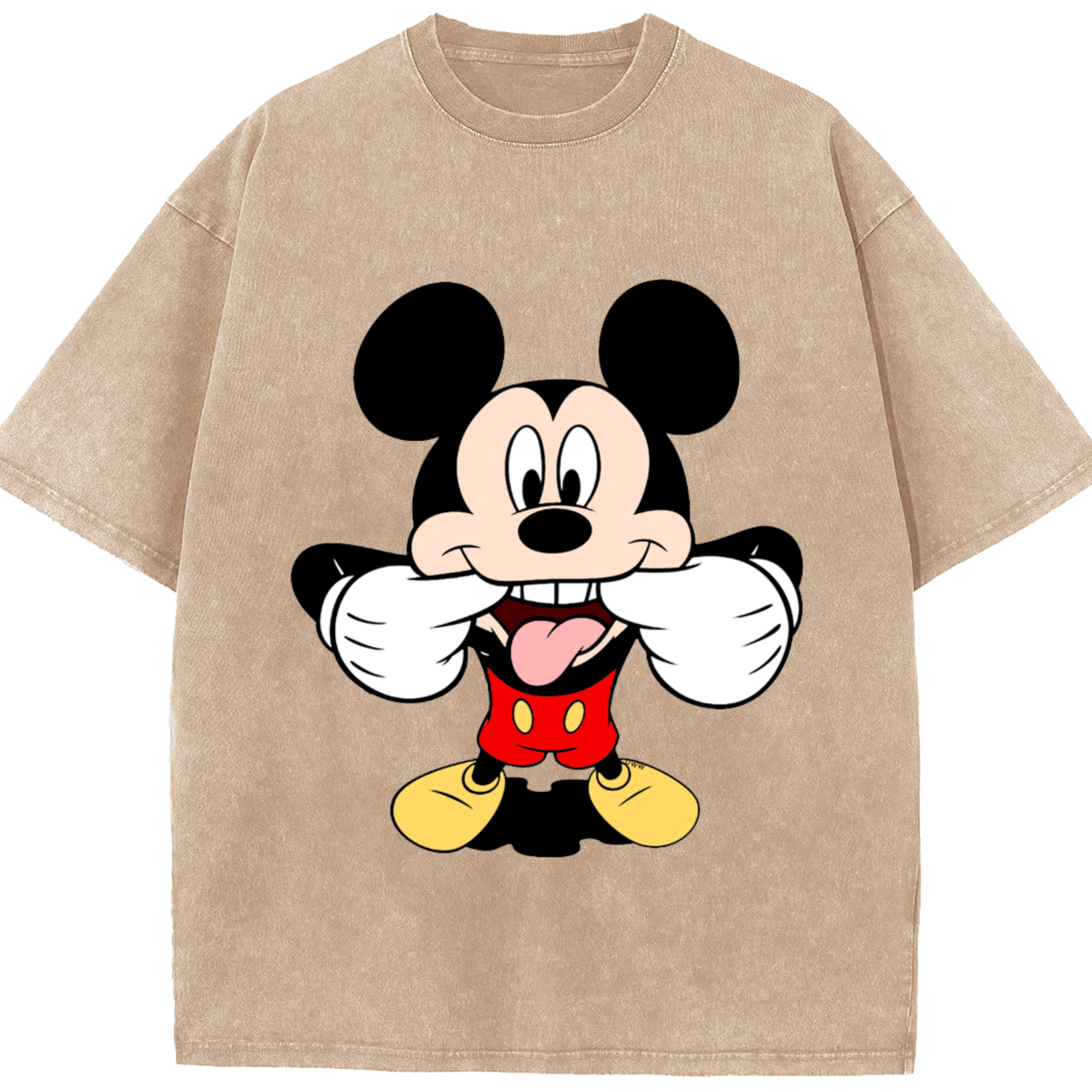 （画像用） ミッキーマウス Mickey Mouse 綿100% ヴィンテージ風 半袖Tシャツ（フロントプリント）