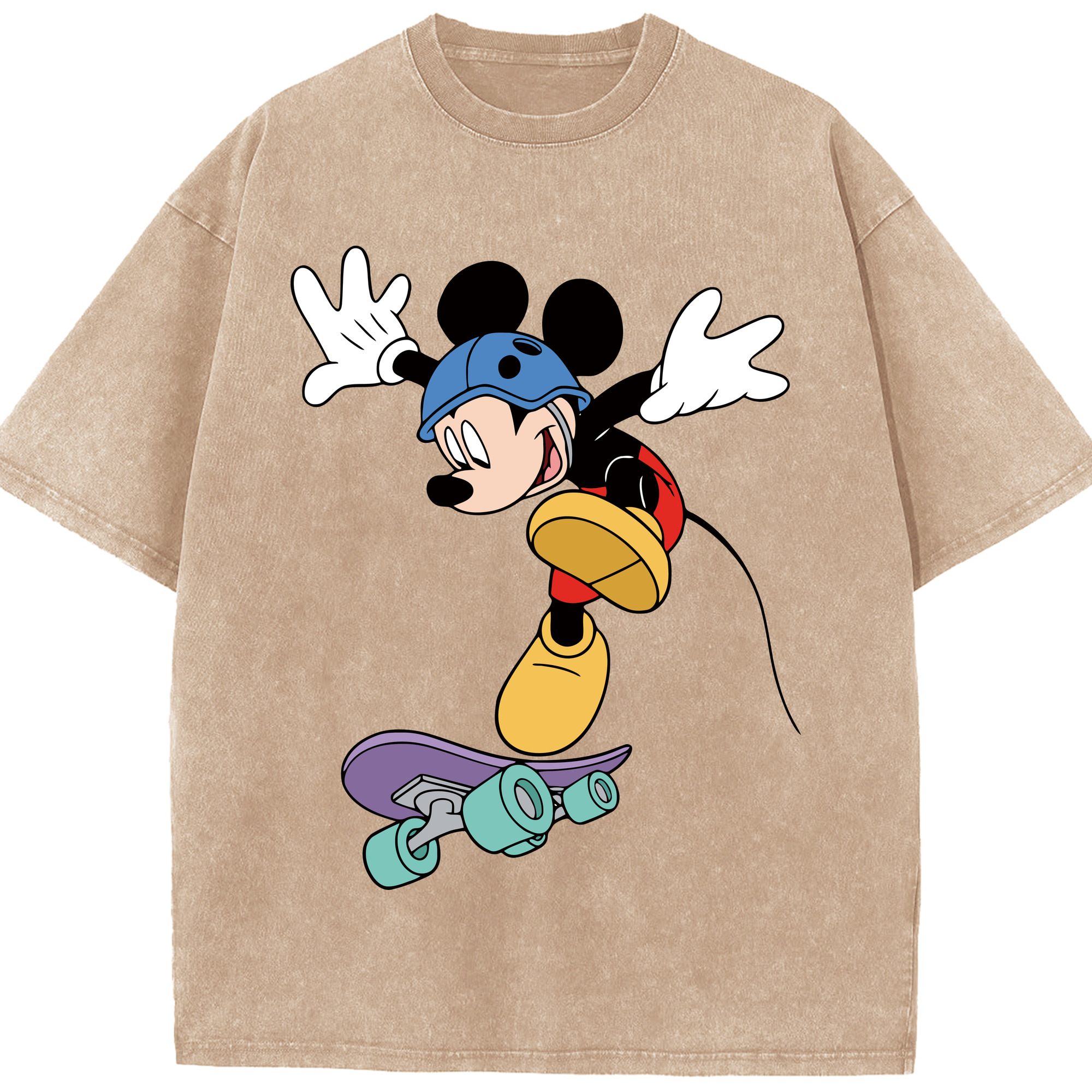 （画像用） ミッキーマウス Mickey Mouse 綿100% ヴィンテージ風 半袖Tシャツ（フロントプリント）