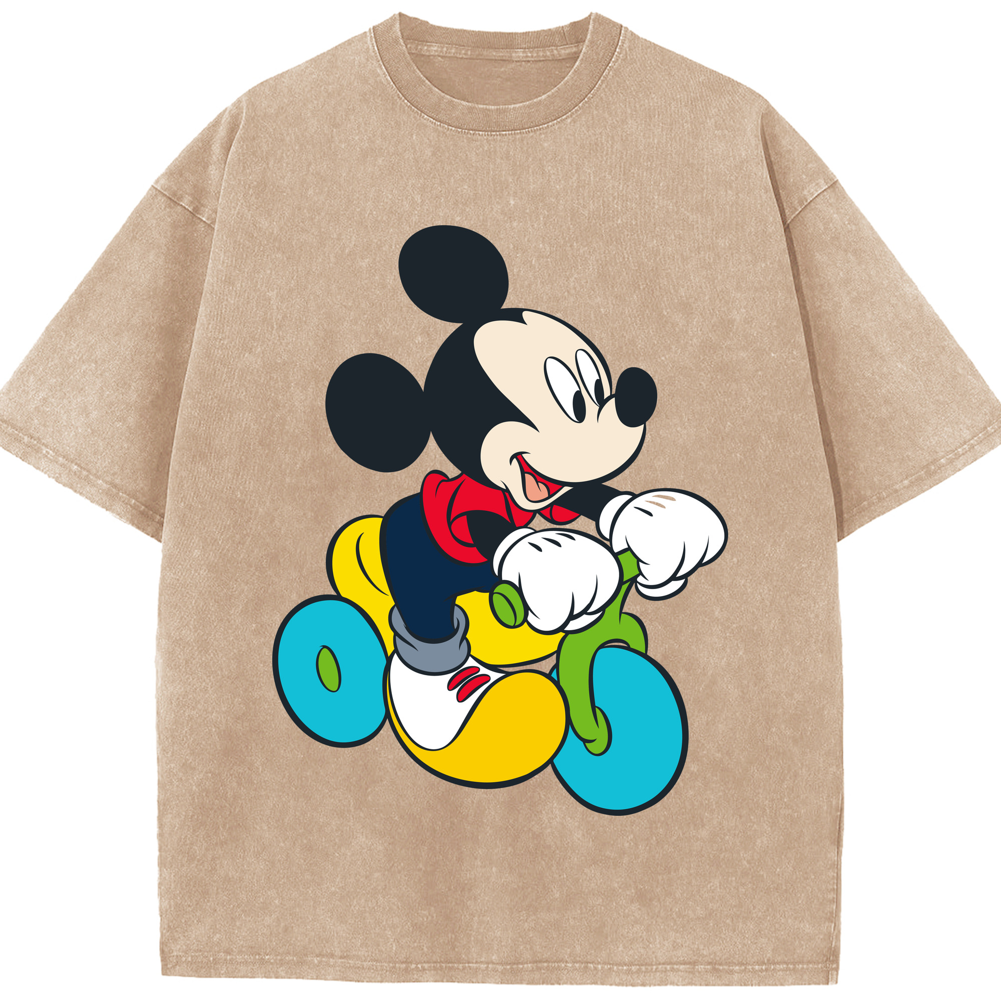 （画像用） ミッキーマウス Mickey Mouse 綿100% ヴィンテージ風 半袖Tシャツ（フロントプリント）