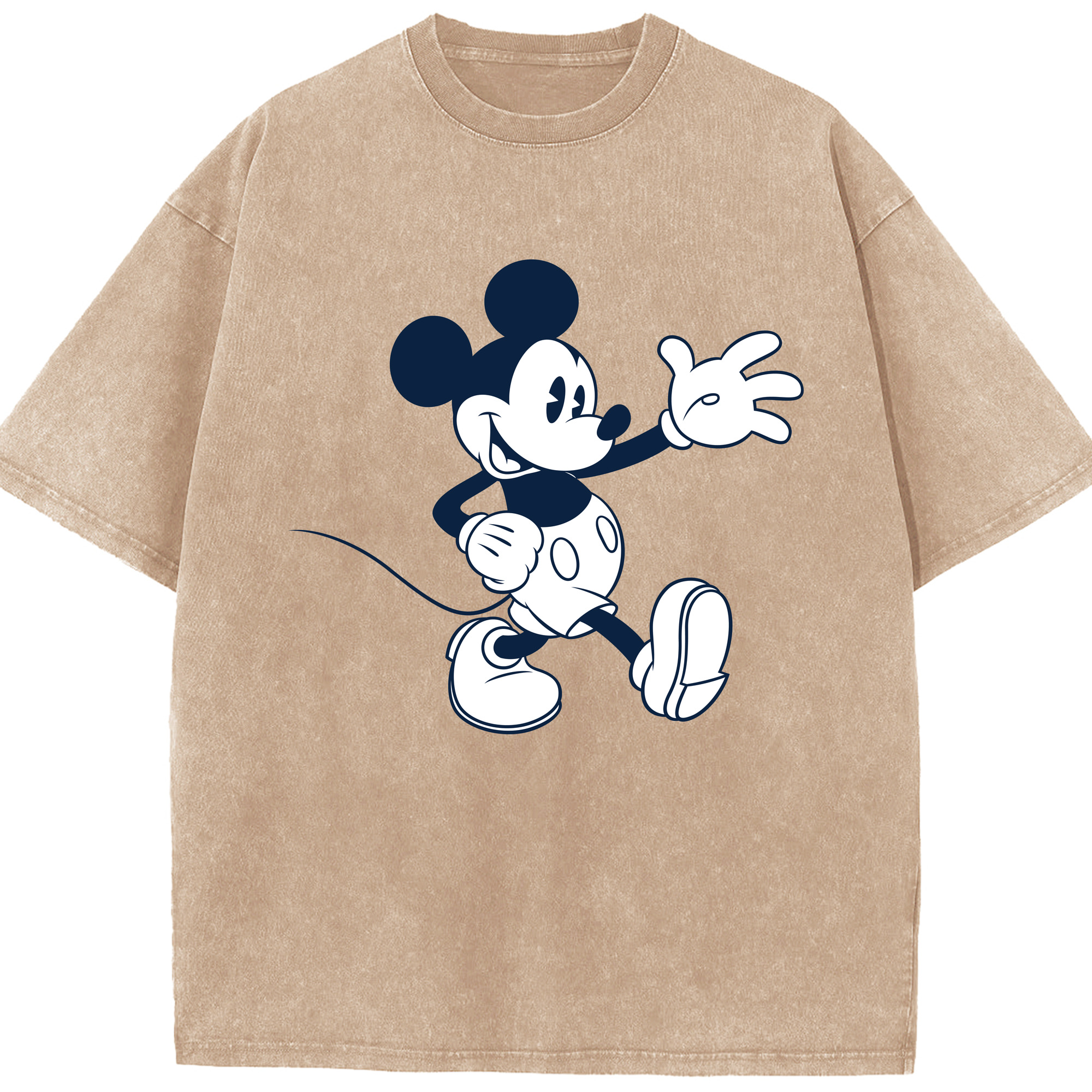 （画像用） ミッキーマウス Mickey Mouse 綿100% ヴィンテージ風 半袖Tシャツ（フロントプリント）