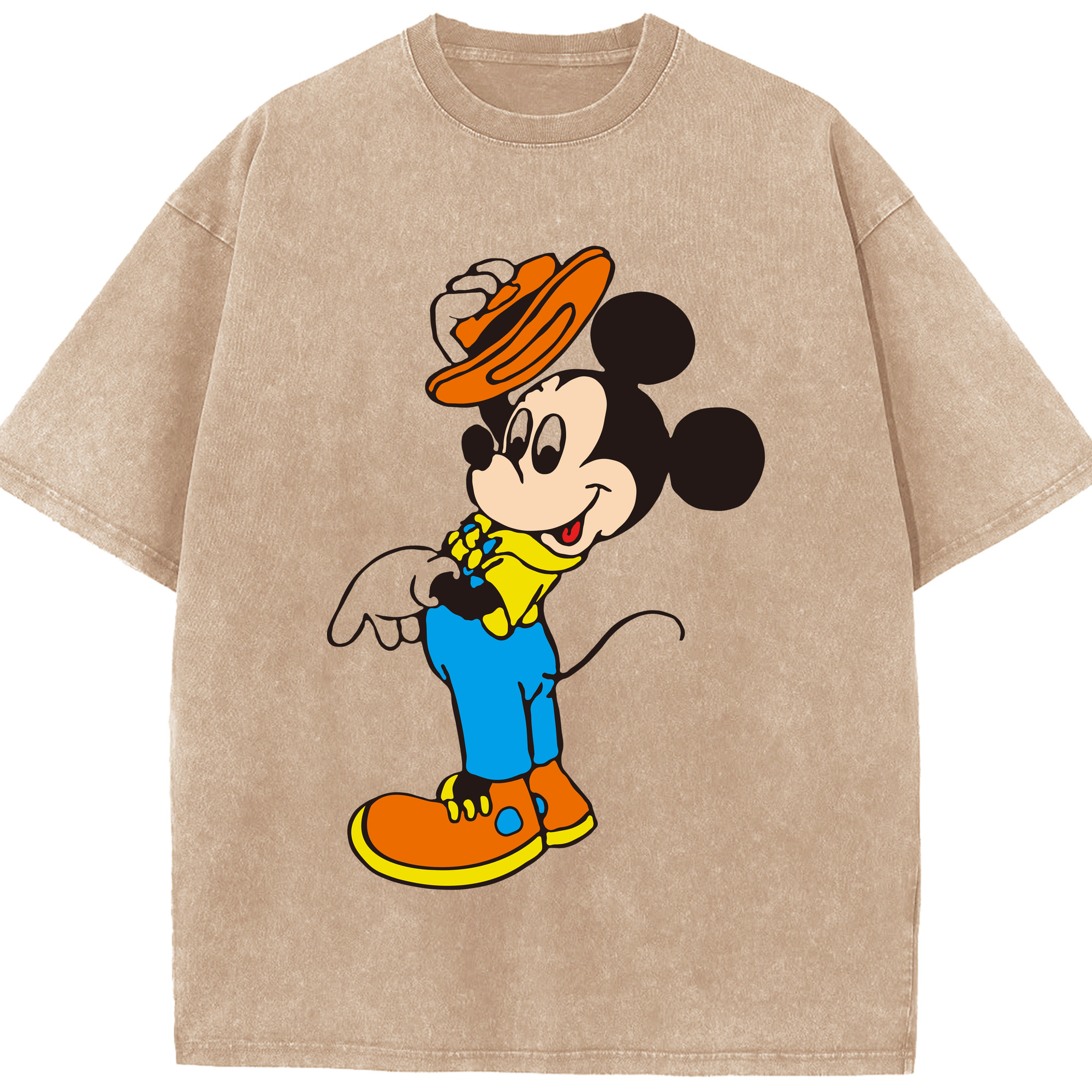 （画像用） ミッキーマウス Mickey Mouse 綿100% ヴィンテージ風 半袖Tシャツ（フロントプリント）