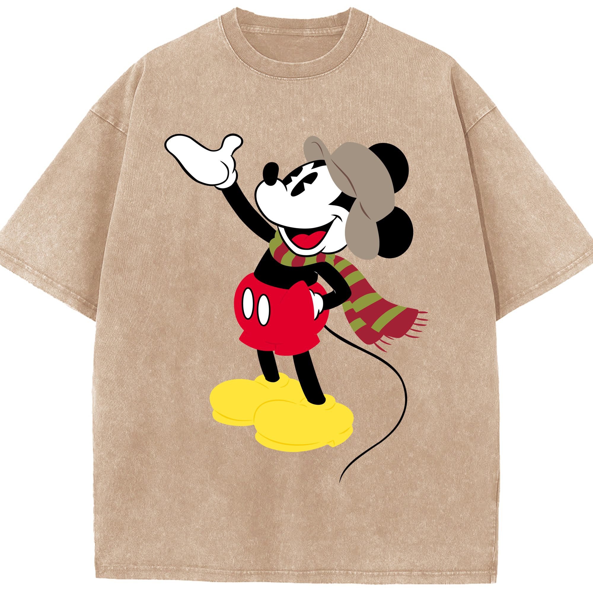 （画像用） ミッキーマウス Mickey Mouse 綿100% ヴィンテージ風 半袖Tシャツ（フロントプリント）