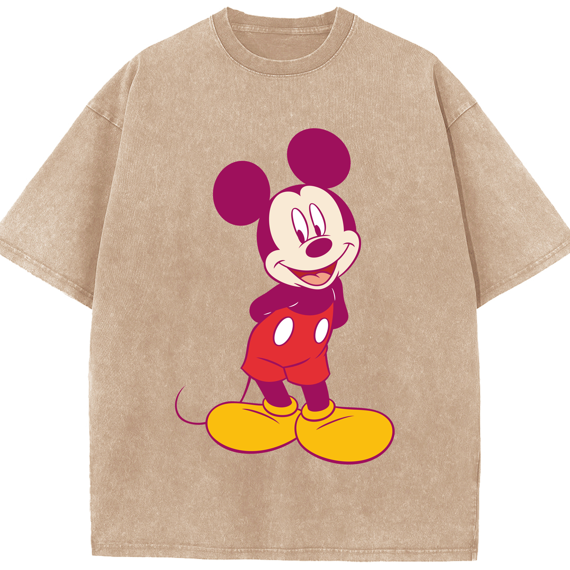 （画像用） ミッキーマウス Mickey Mouse 綿100% ヴィンテージ風 半袖Tシャツ（フロントプリント）
