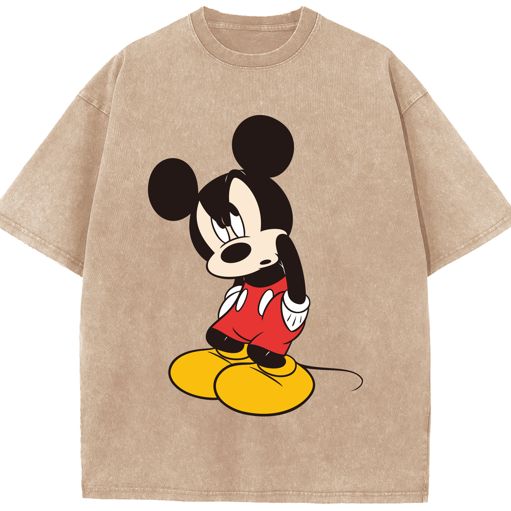 （画像用） ミッキーマウス Mickey Mouse 綿100% ヴィンテージ風 半袖Tシャツ（フロントプリント）