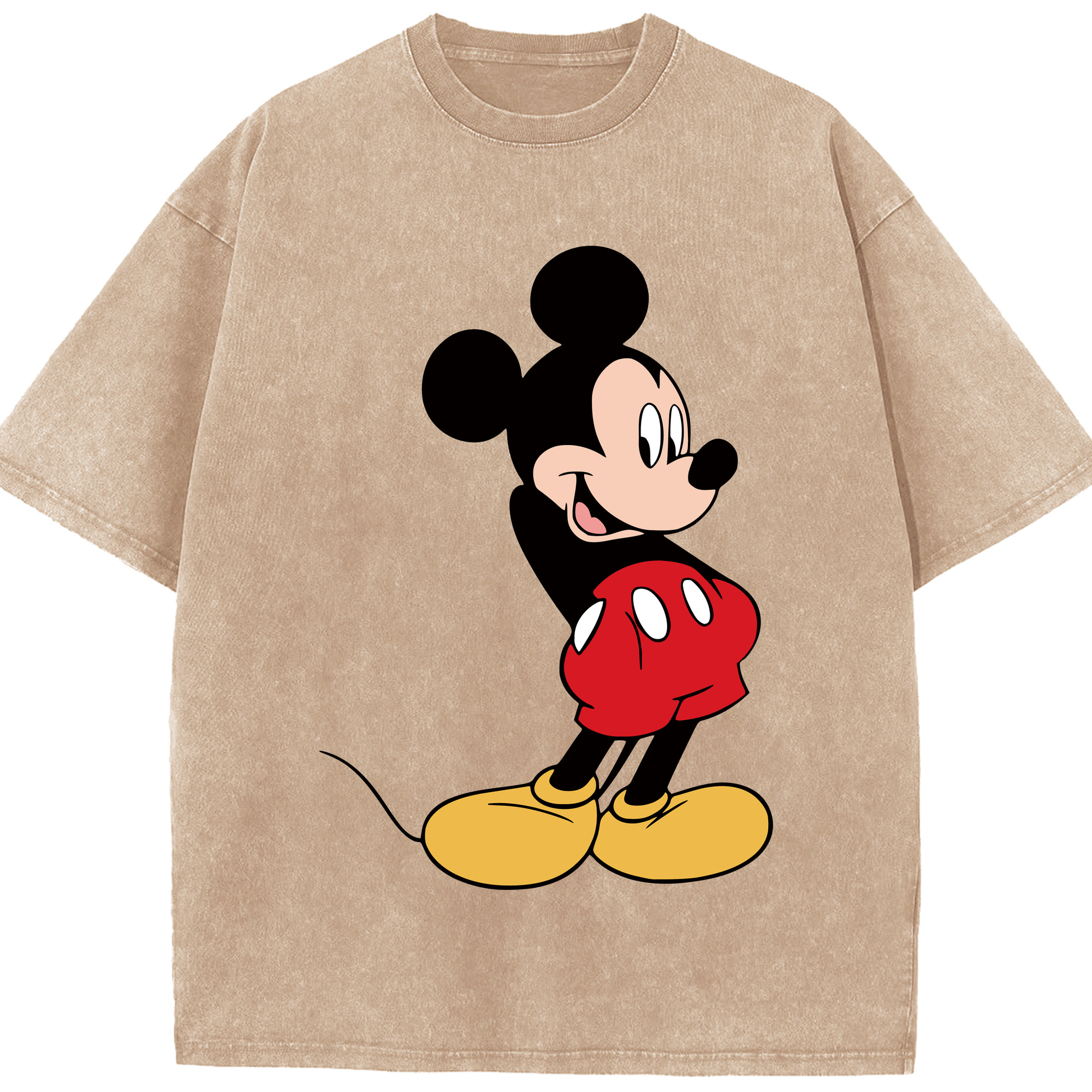 （画像用） ミッキーマウス Mickey Mouse 綿100% ヴィンテージ風 半袖Tシャツ（フロントプリント）