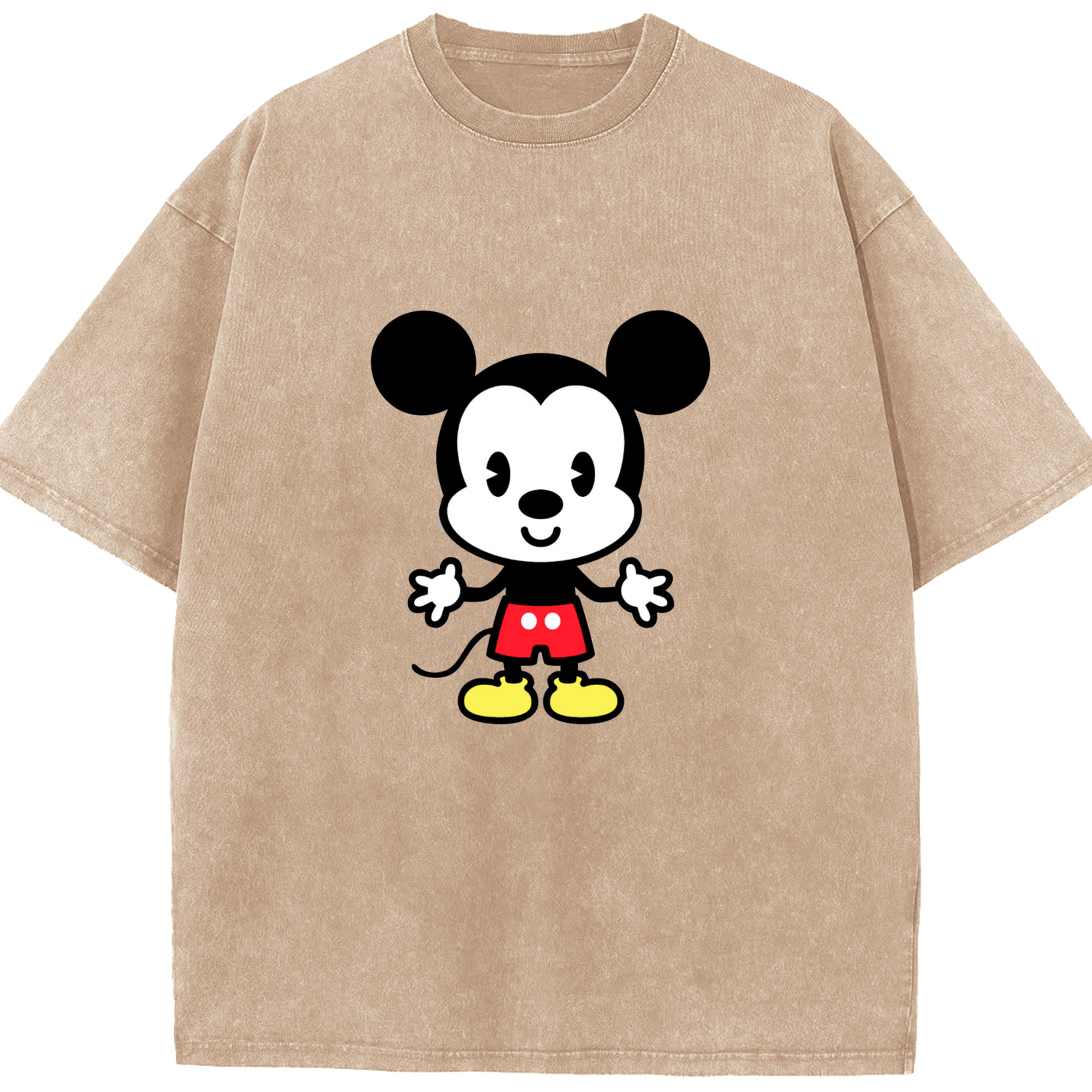 （画像用） ミッキーマウス Mickey Mouse 綿100% ヴィンテージ風 半袖Tシャツ（フロントプリント）