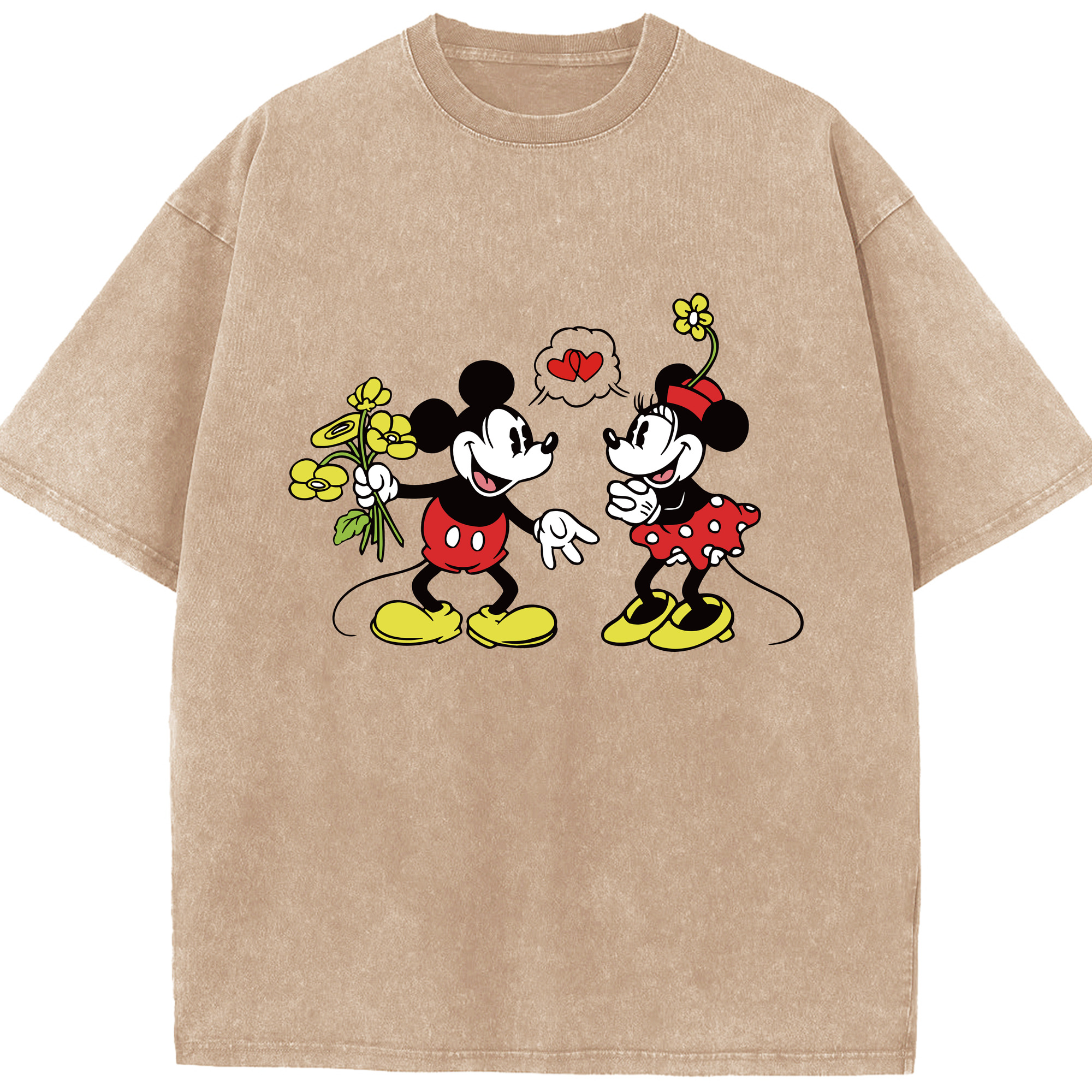 （画像用） ミッキーマウス Mickey Mouse 綿100% ヴィンテージ風 半袖Tシャツ（フロントプリント）