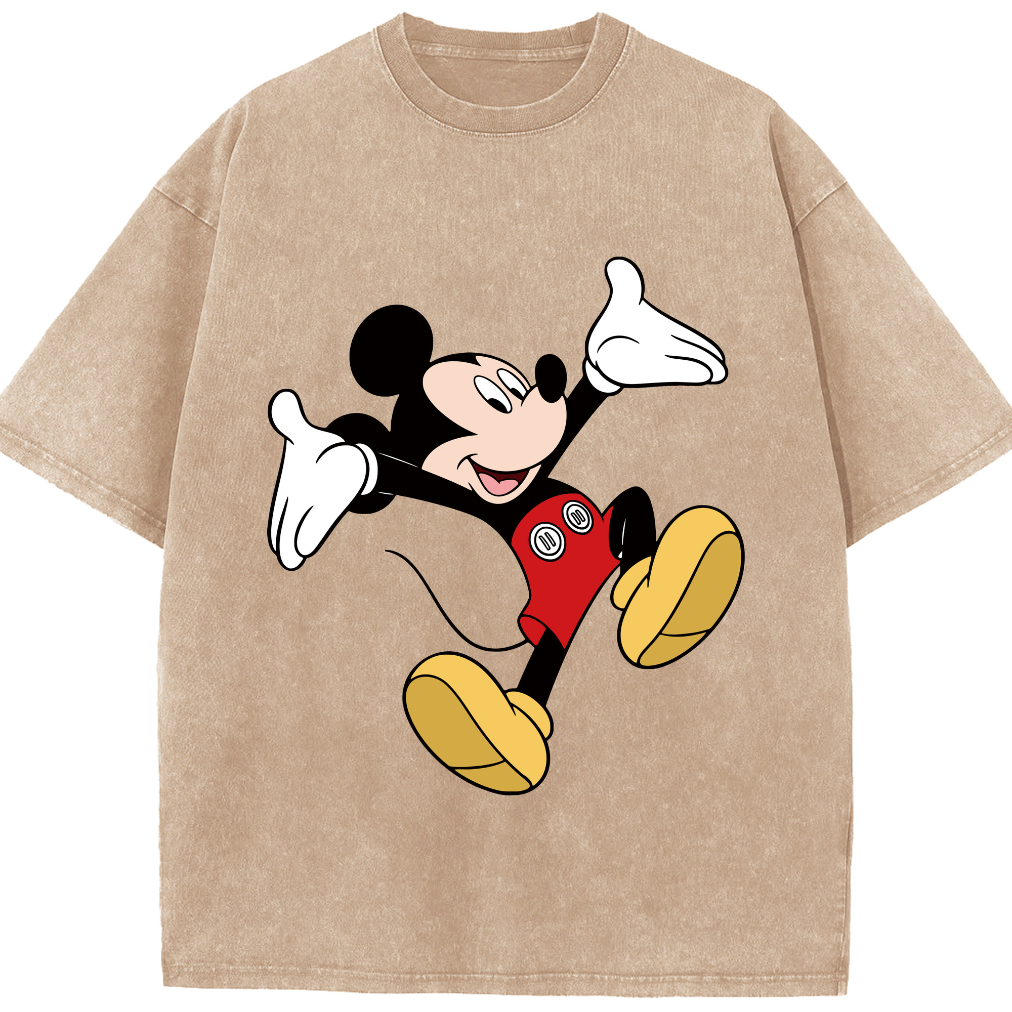 （画像用） ミッキーマウス Mickey Mouse 綿100% ヴィンテージ風 半袖Tシャツ（フロントプリント）