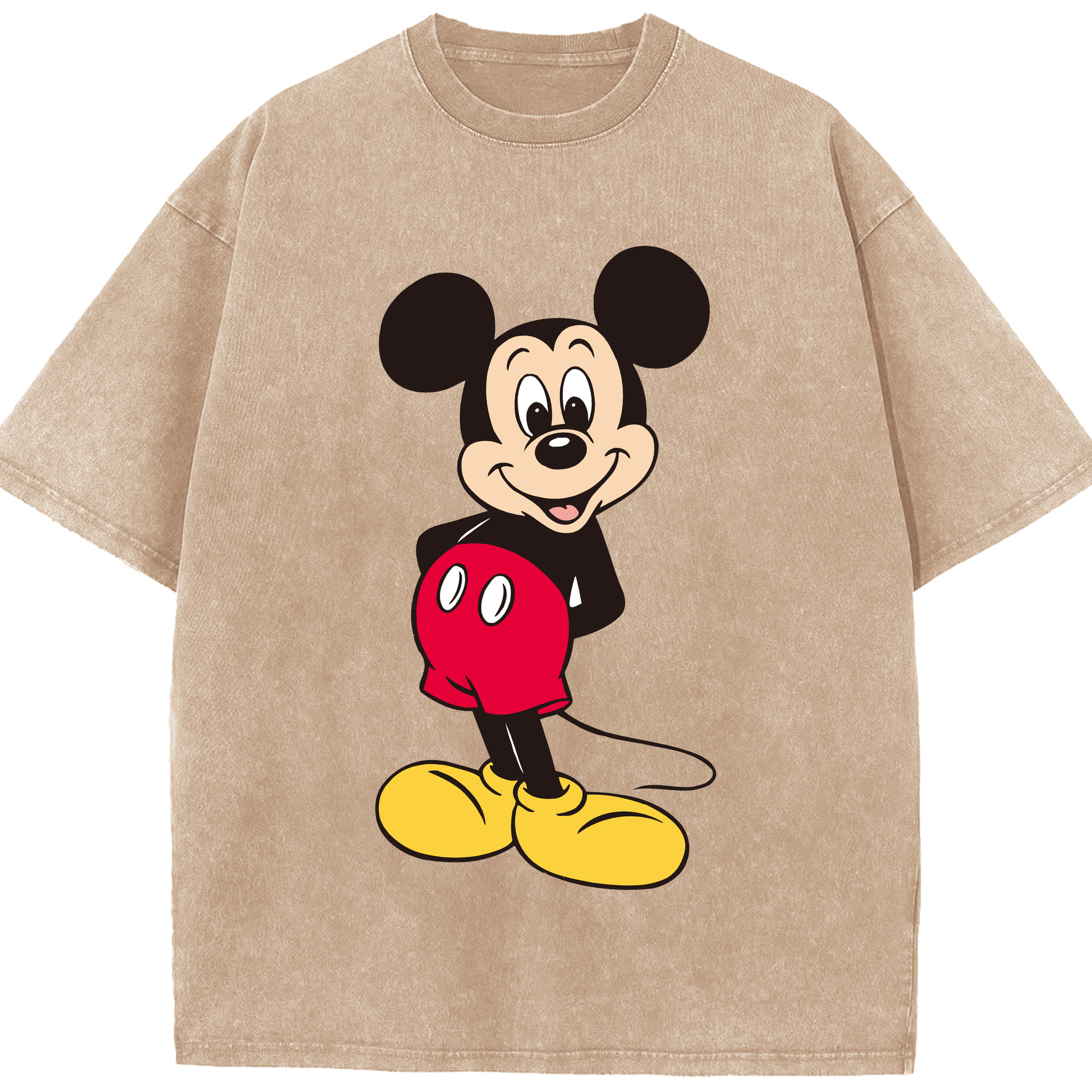 （画像用） ミッキーマウス Mickey Mouse 綿100% ヴィンテージ風 半袖Tシャツ（フロントプリント）