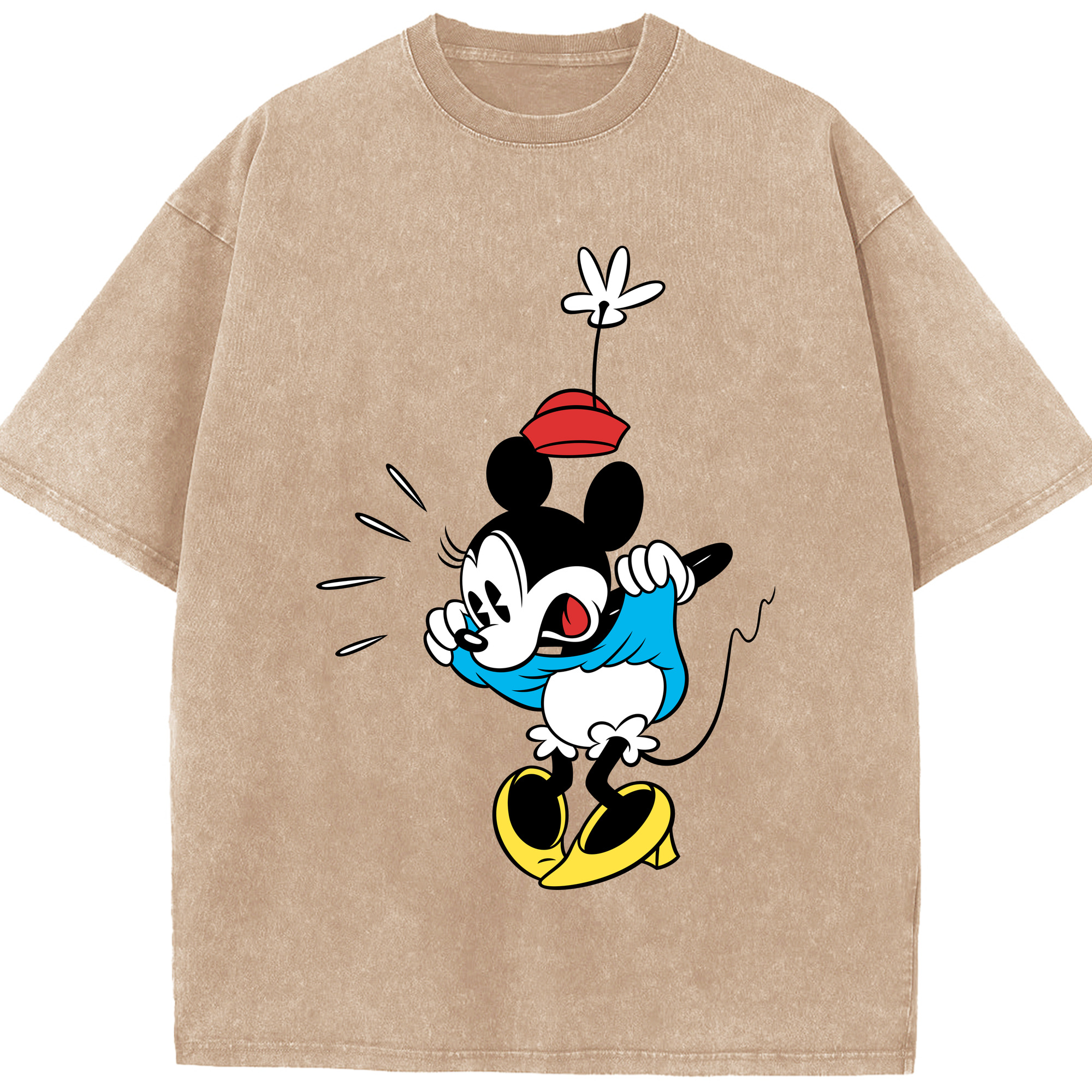 （画像用） ミッキーマウス Mickey Mouse 綿100% ヴィンテージ風 半袖Tシャツ（フロントプリント）