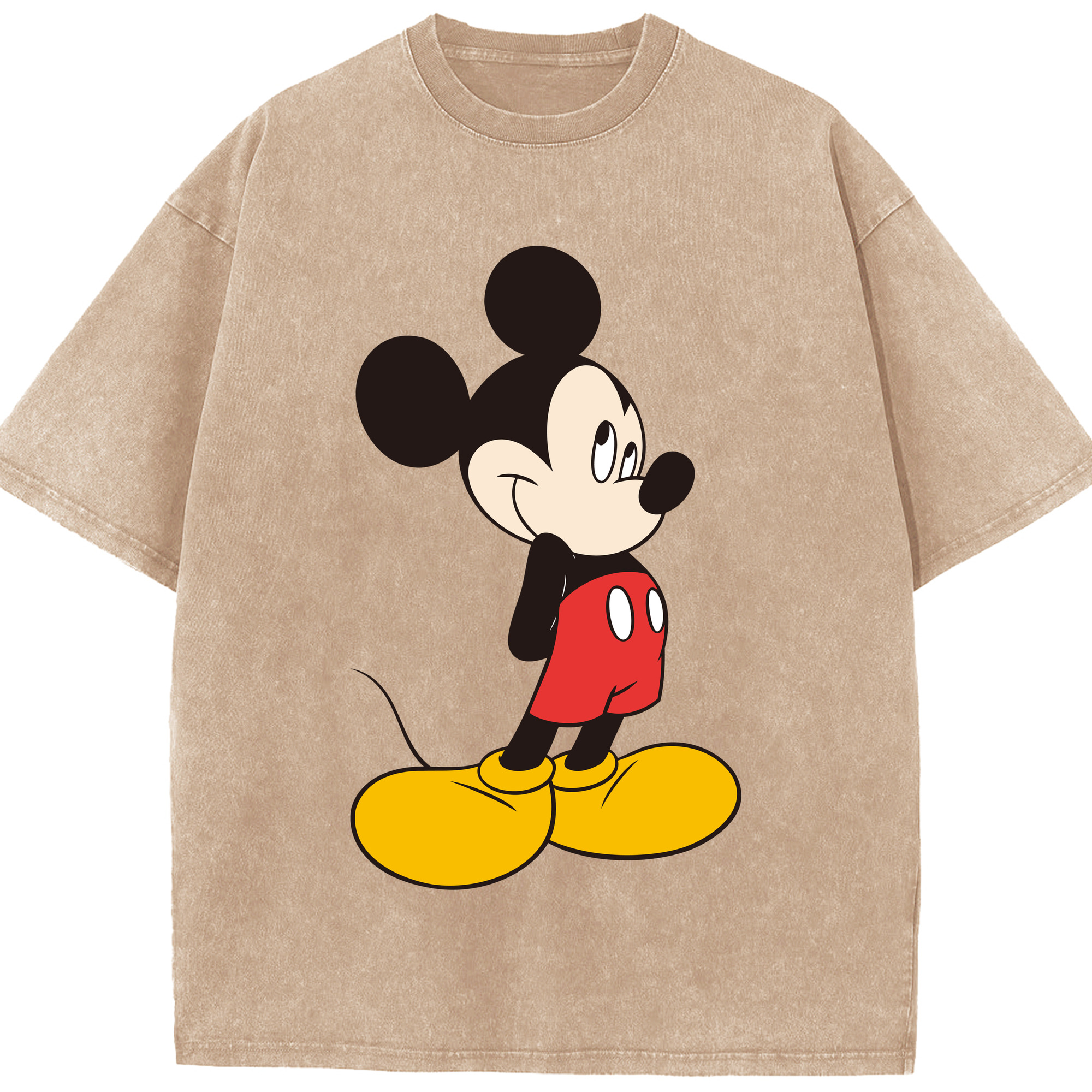 （画像用） ミッキーマウス Mickey Mouse 綿100% ヴィンテージ風 半袖Tシャツ（フロントプリント）