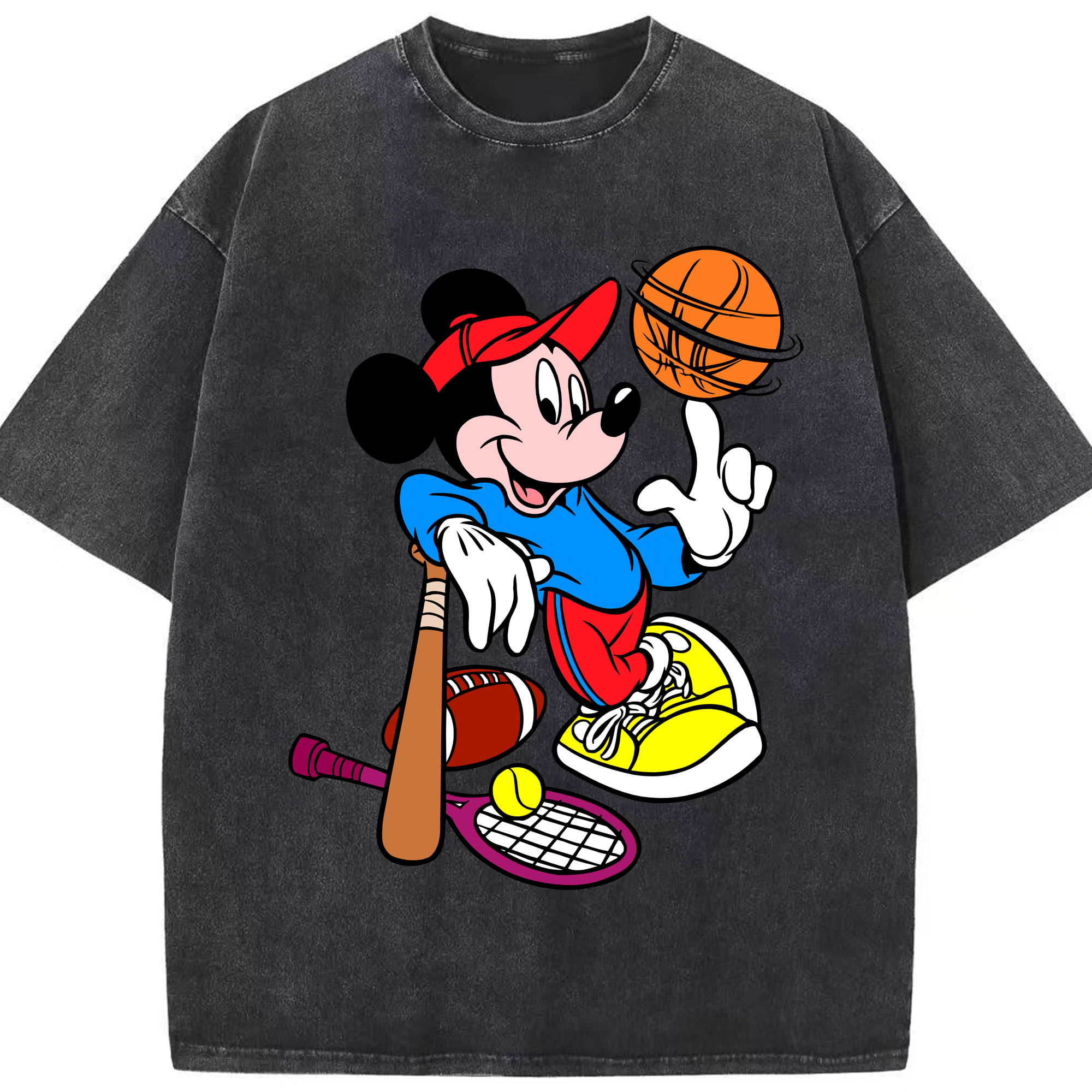 （画像用） ミッキーマウス Mickey Mouse 綿100% ヴィンテージ風 半袖Tシャツ（フロントプリント）