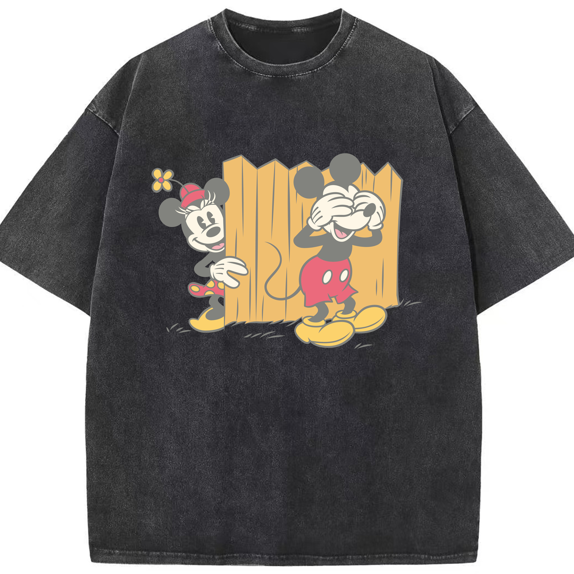 （画像用） ミッキーマウス Mickey Mouse 綿100% ヴィンテージ風 半袖Tシャツ（フロントプリント）