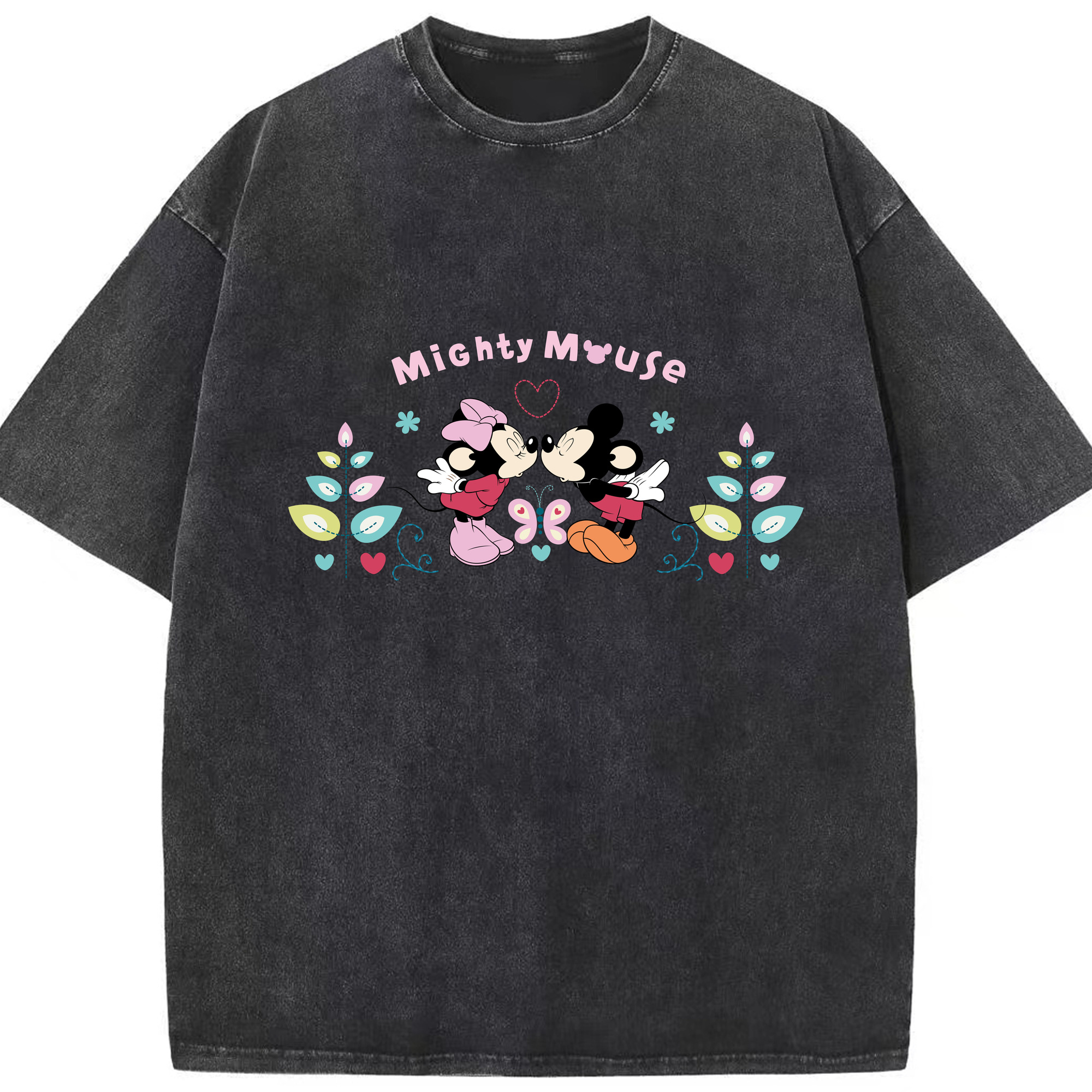 （画像用） ミッキーマウス Mickey Mouse 綿100% ヴィンテージ風 半袖Tシャツ（フロントプリント）