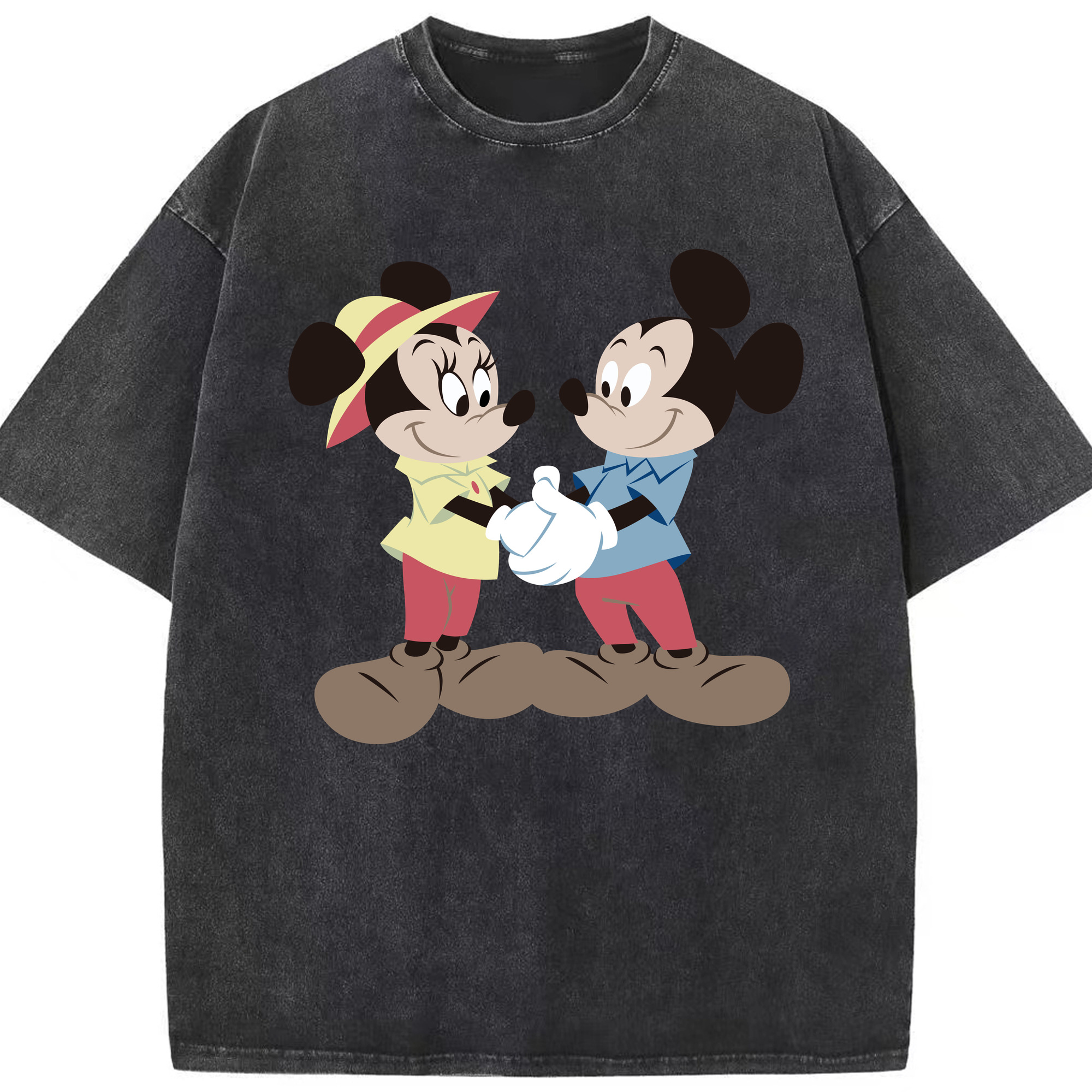 （画像用） ミッキーマウス Mickey Mouse 綿100% ヴィンテージ風 半袖Tシャツ（フロントプリント）
