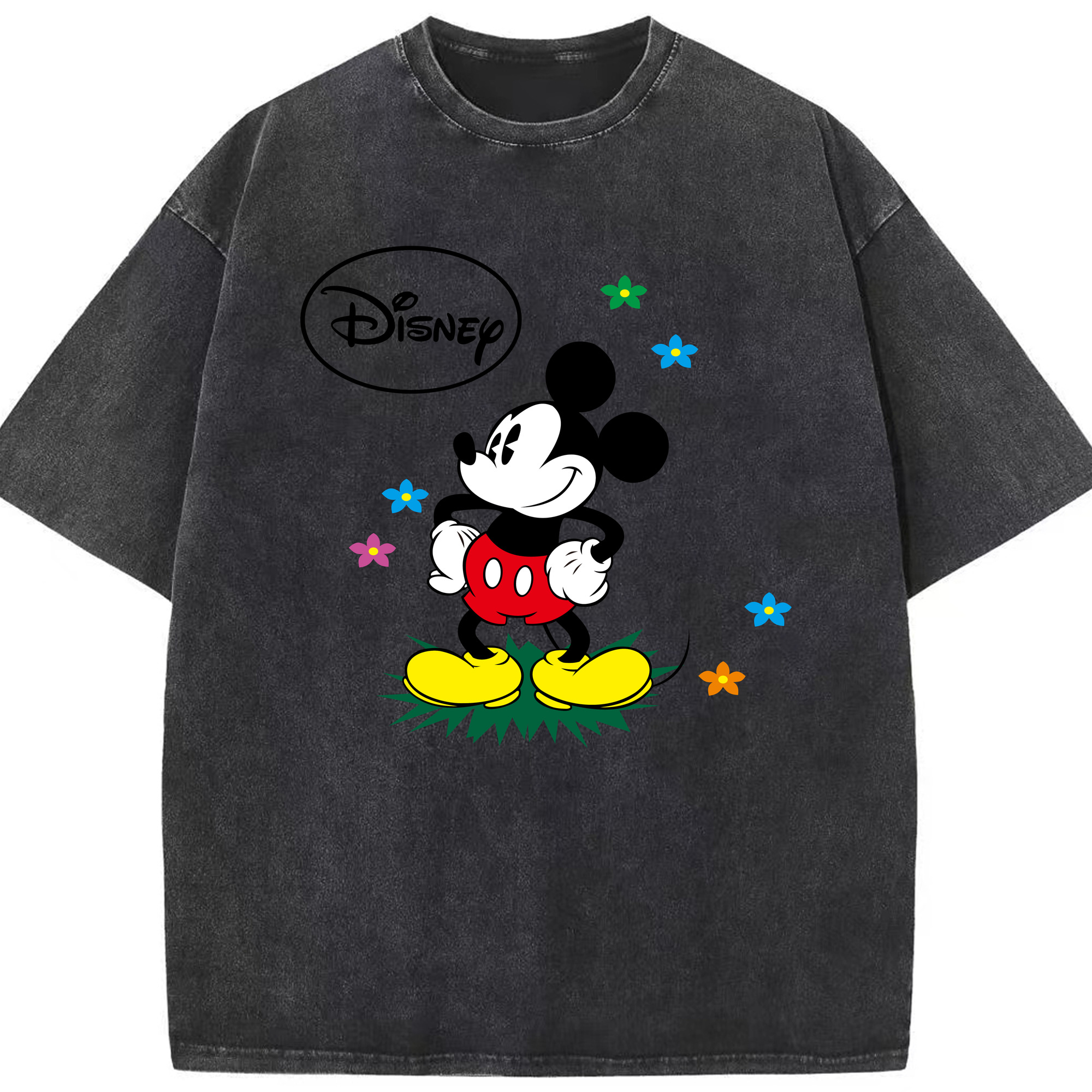 （画像用） ミッキーマウス Mickey Mouse 綿100% ヴィンテージ風 半袖Tシャツ（フロントプリント）