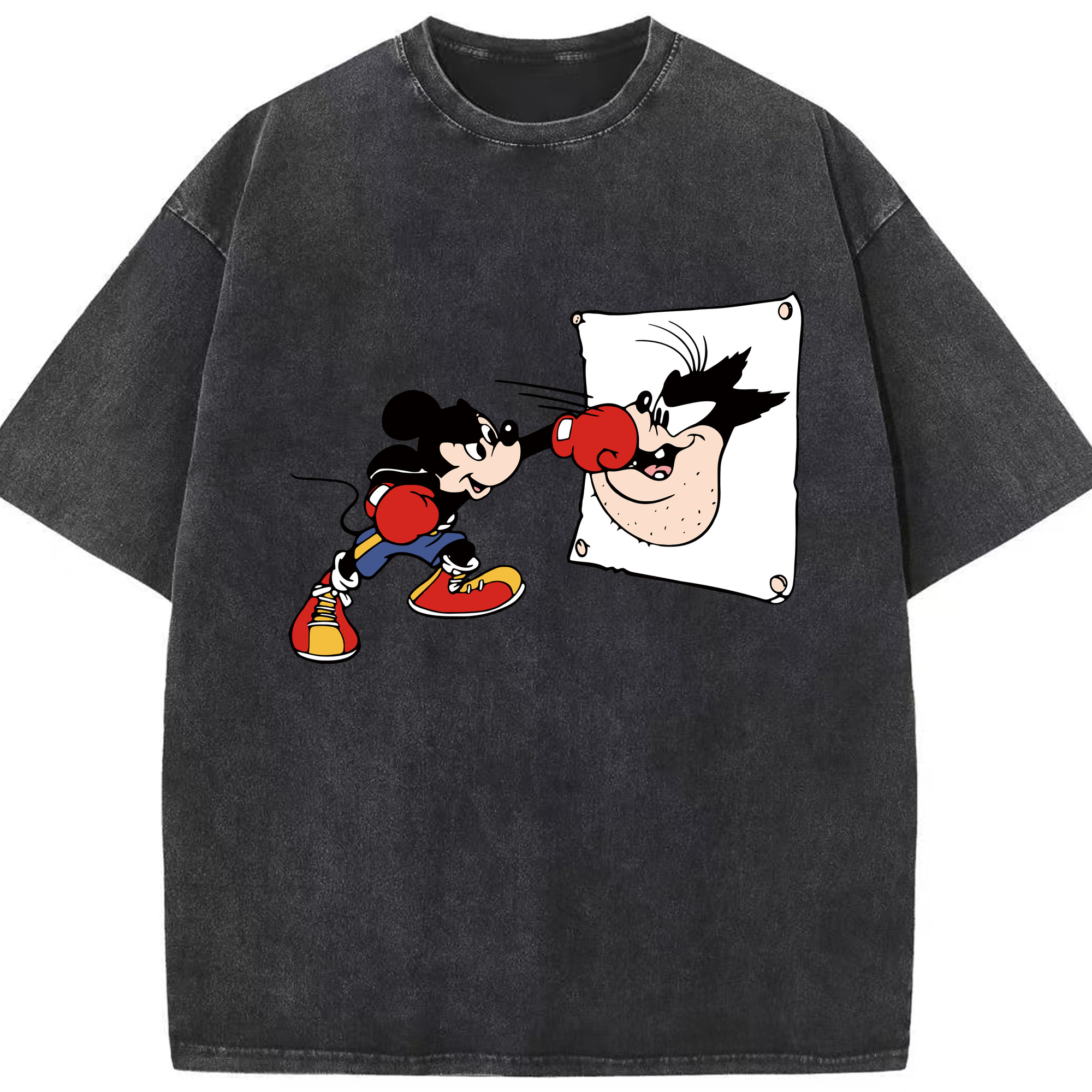 （画像用） ミッキーマウス Mickey Mouse 綿100% ヴィンテージ風 半袖Tシャツ（フロントプリント）