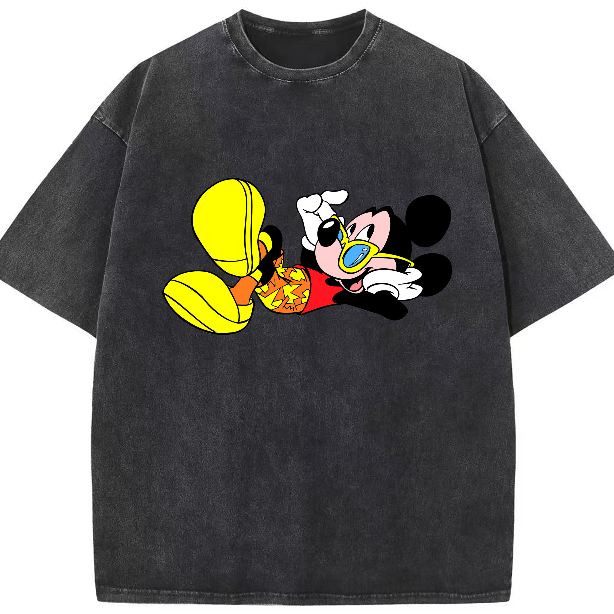 （画像用） ミッキーマウス Mickey Mouse 綿100% ヴィンテージ風 半袖Tシャツ（フロントプリント）