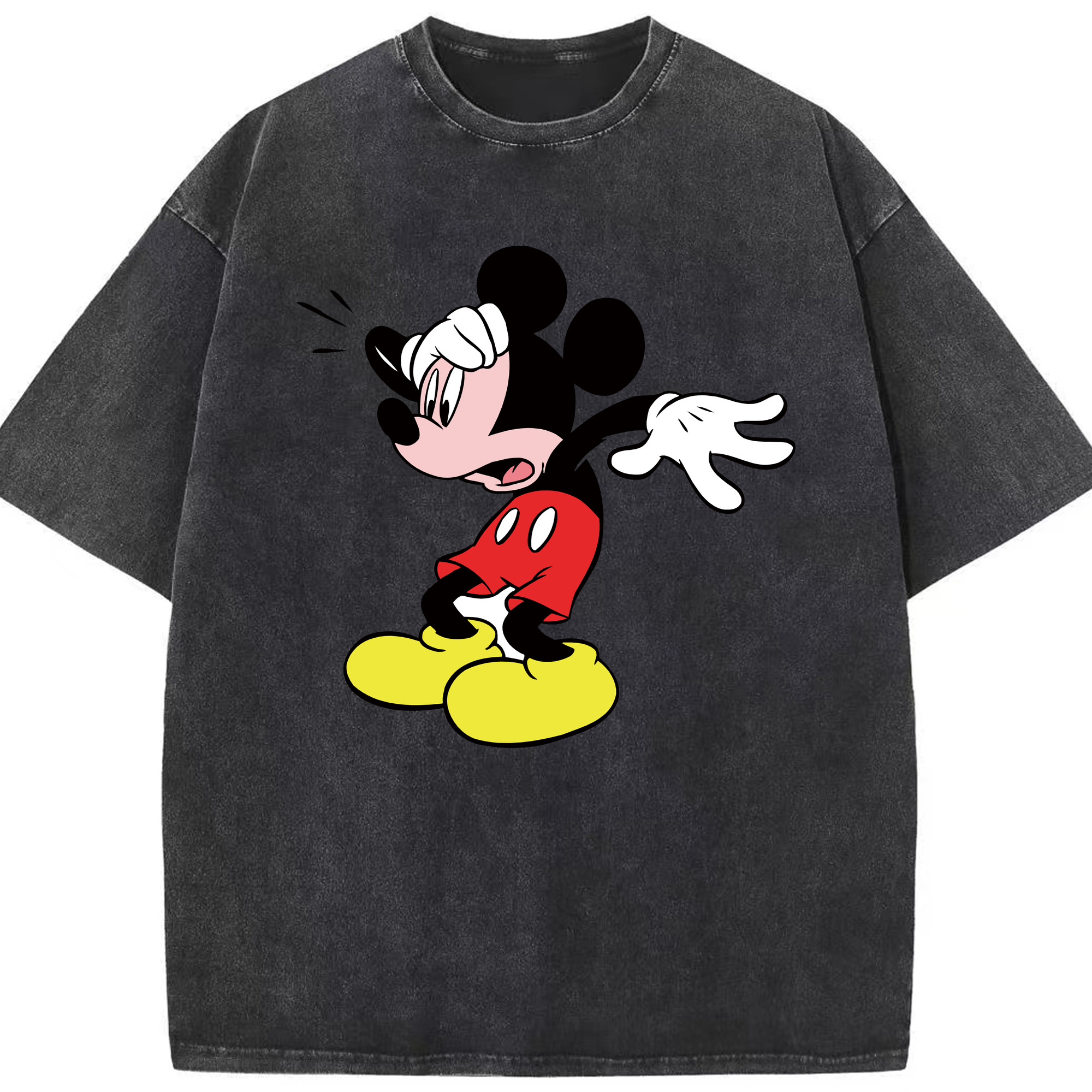 （画像用） ミッキーマウス Mickey Mouse 綿100% ヴィンテージ風 半袖Tシャツ（フロントプリント）