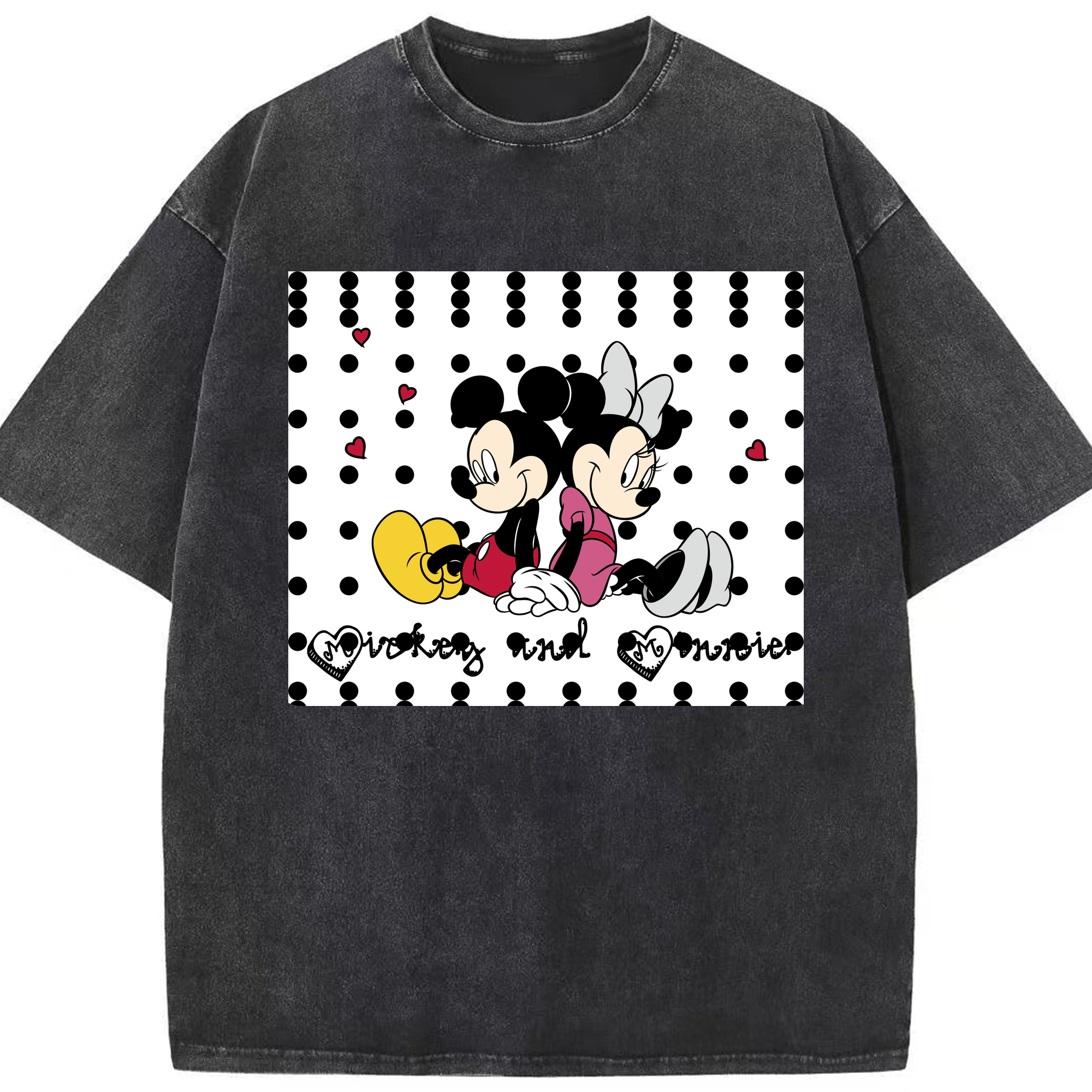 （画像用） ミッキーマウス Mickey Mouse 綿100% ヴィンテージ風 半袖Tシャツ（フロントプリント）