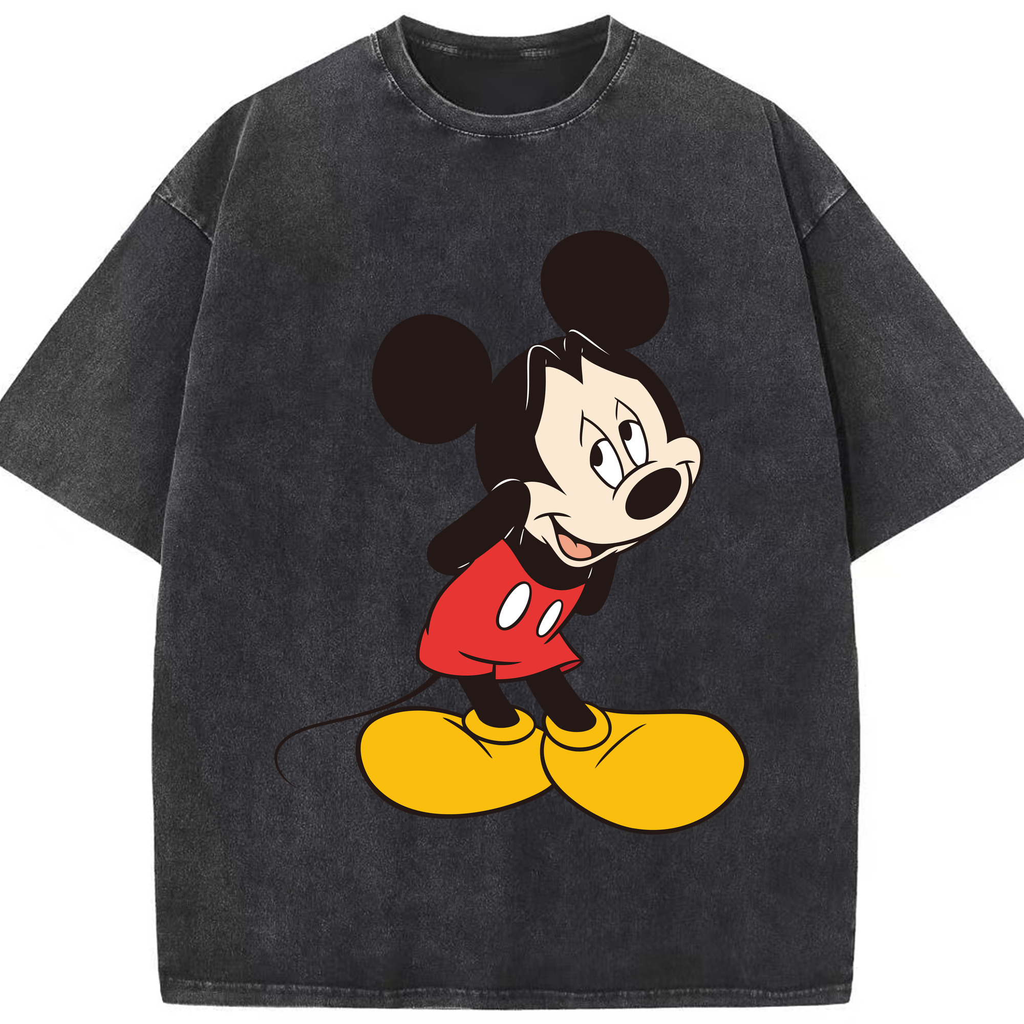 （画像用） ミッキーマウス Mickey Mouse 綿100% ヴィンテージ風 半袖Tシャツ（フロントプリント）