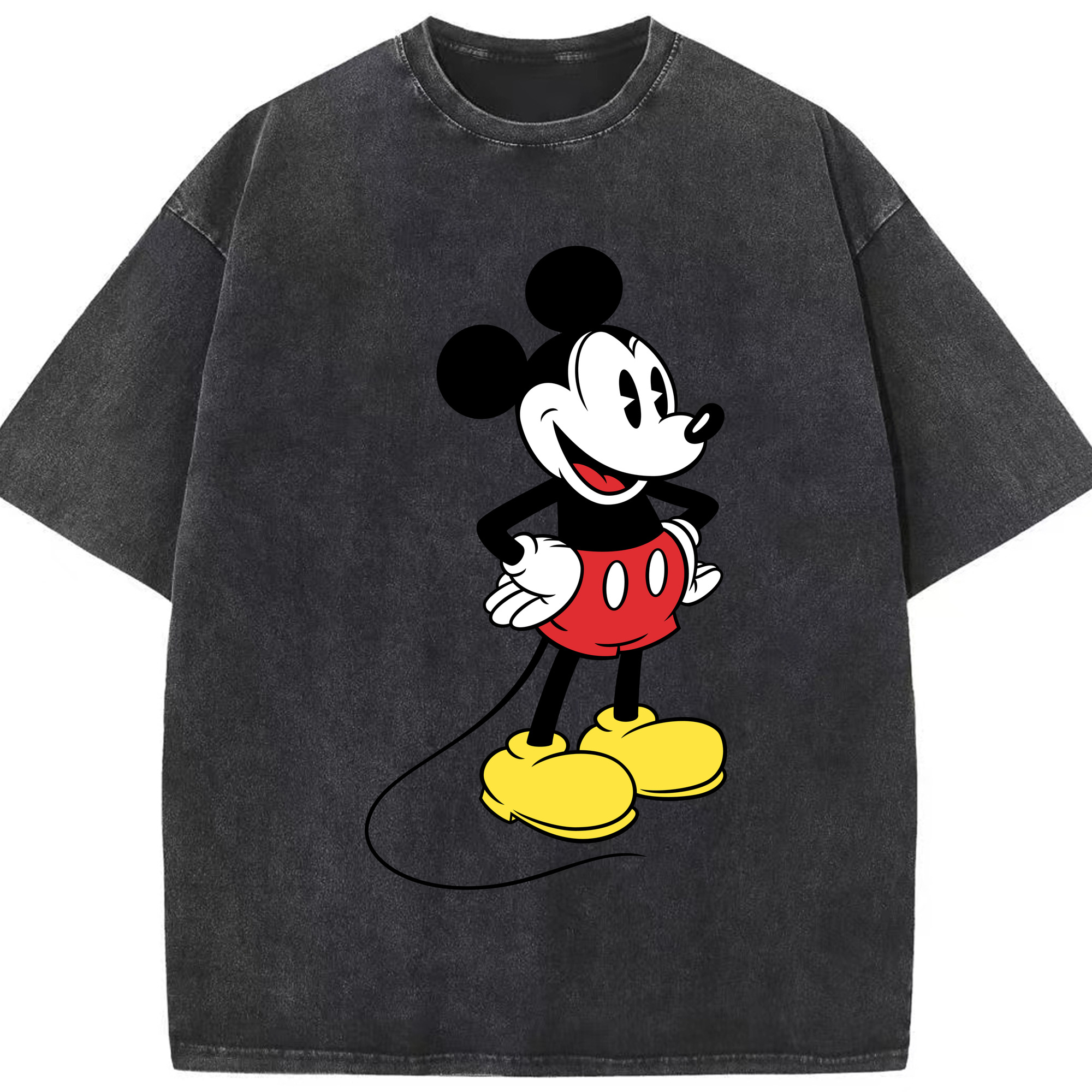 （画像用） ミッキーマウス Mickey Mouse 綿100% ヴィンテージ風 半袖Tシャツ（フロントプリント）