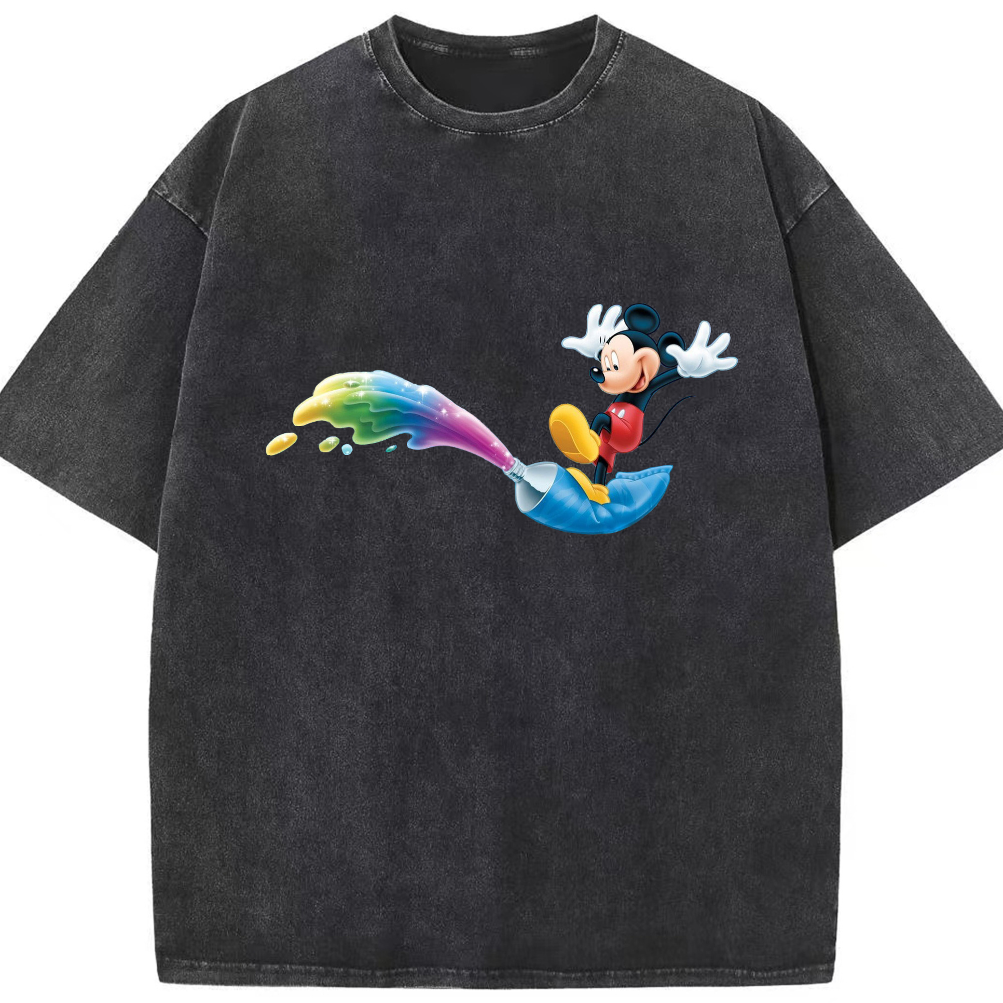 （画像用） ミッキーマウス Mickey Mouse 綿100% ヴィンテージ風 半袖Tシャツ（フロントプリント）