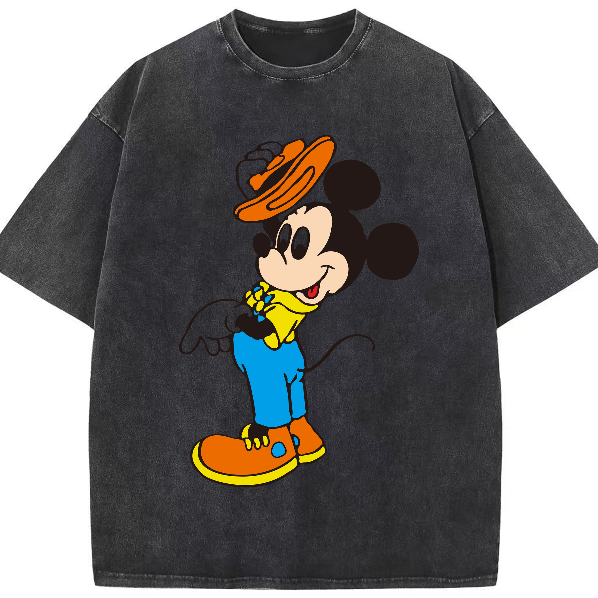 （画像用） ミッキーマウス Mickey Mouse 綿100% ヴィンテージ風 半袖Tシャツ（フロントプリント）