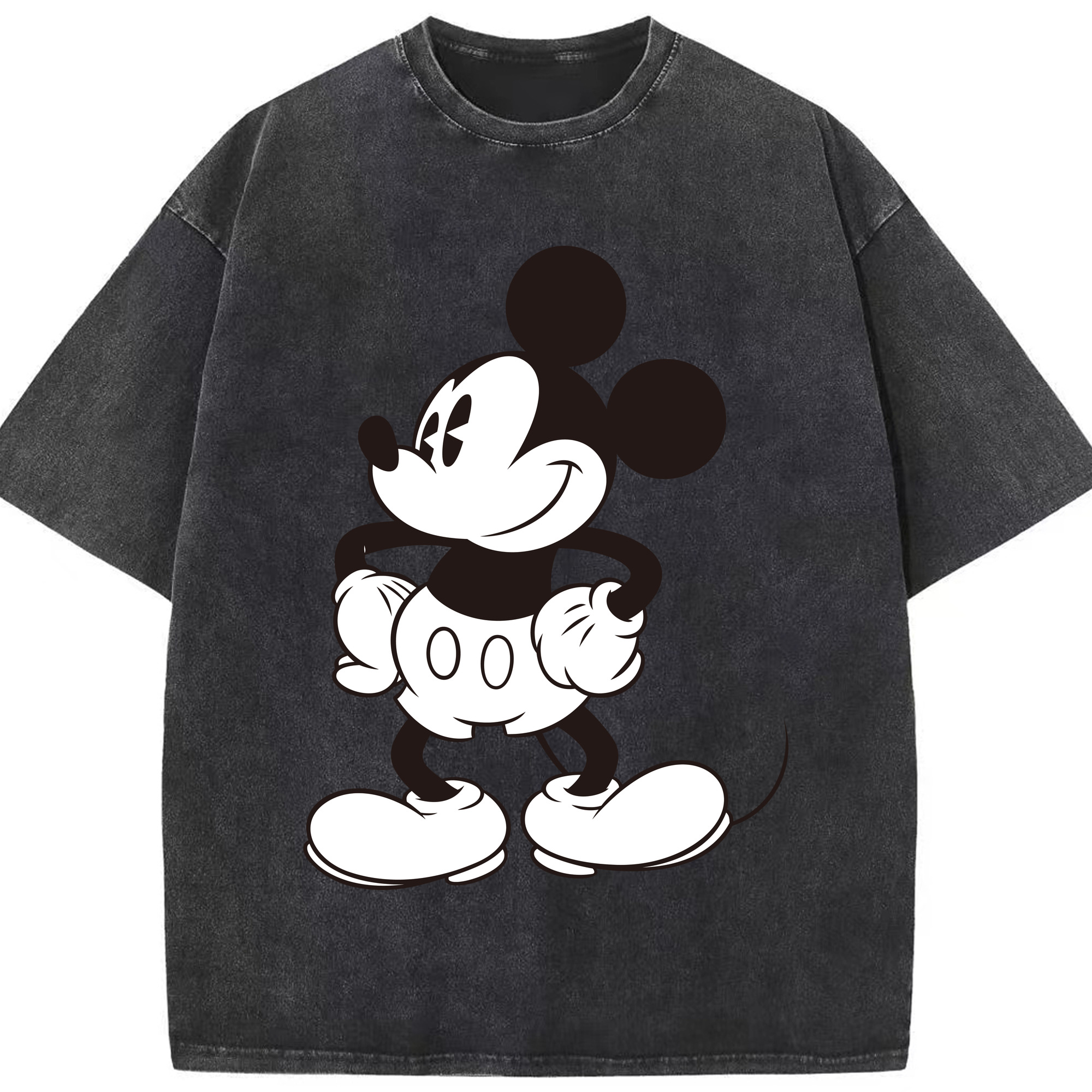 （画像用） ミッキーマウス Mickey Mouse 綿100% ヴィンテージ風 半袖Tシャツ（フロントプリント）