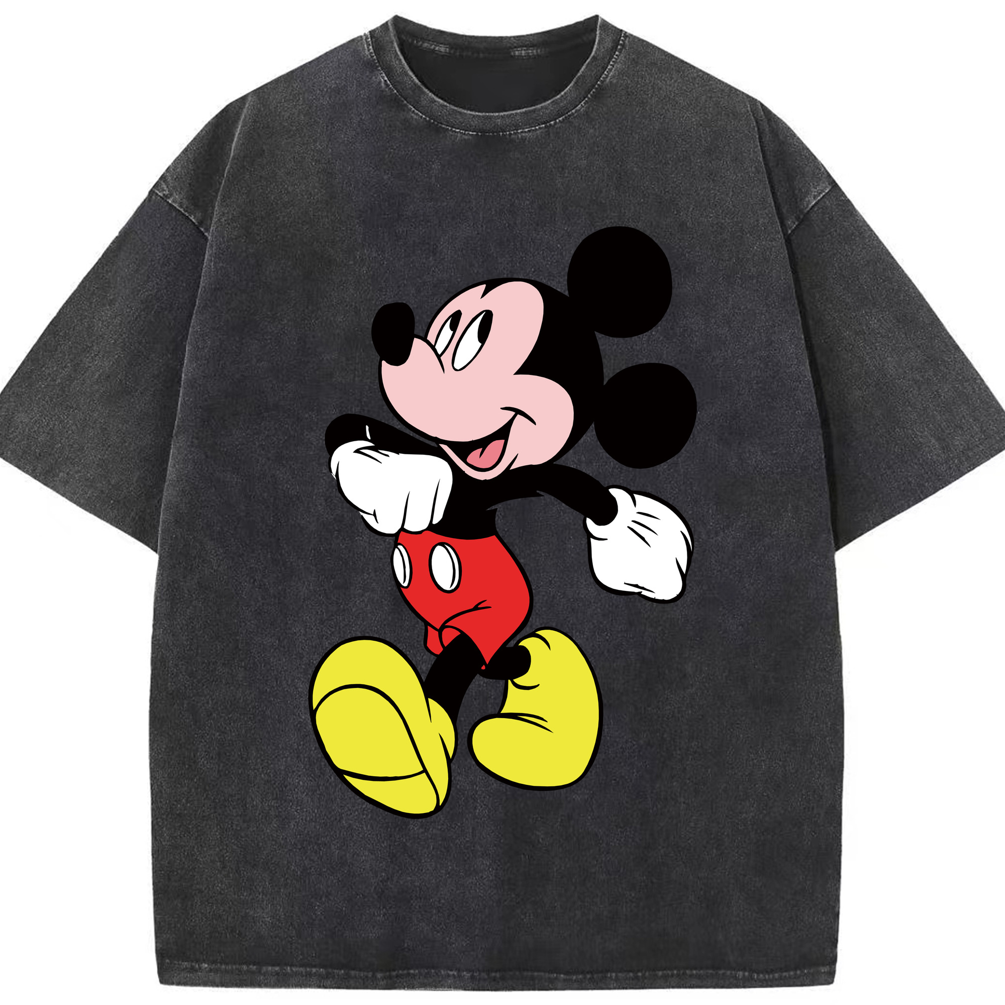 （画像用） ミッキーマウス Mickey Mouse 綿100% ヴィンテージ風 半袖Tシャツ（フロントプリント）