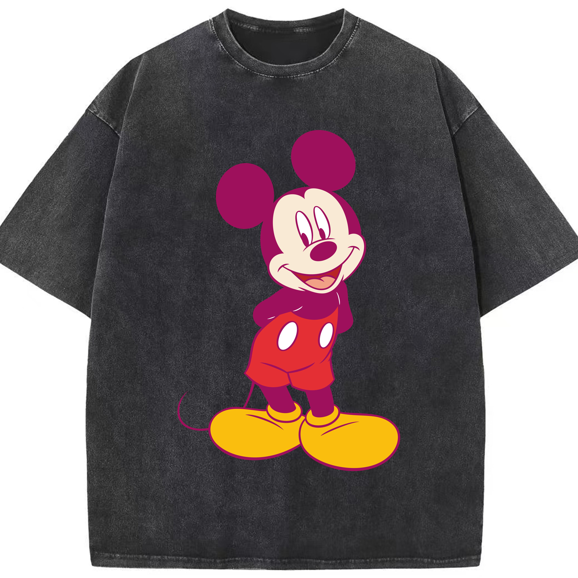 （画像用） ミッキーマウス Mickey Mouse 綿100% ヴィンテージ風 半袖Tシャツ（フロントプリント）