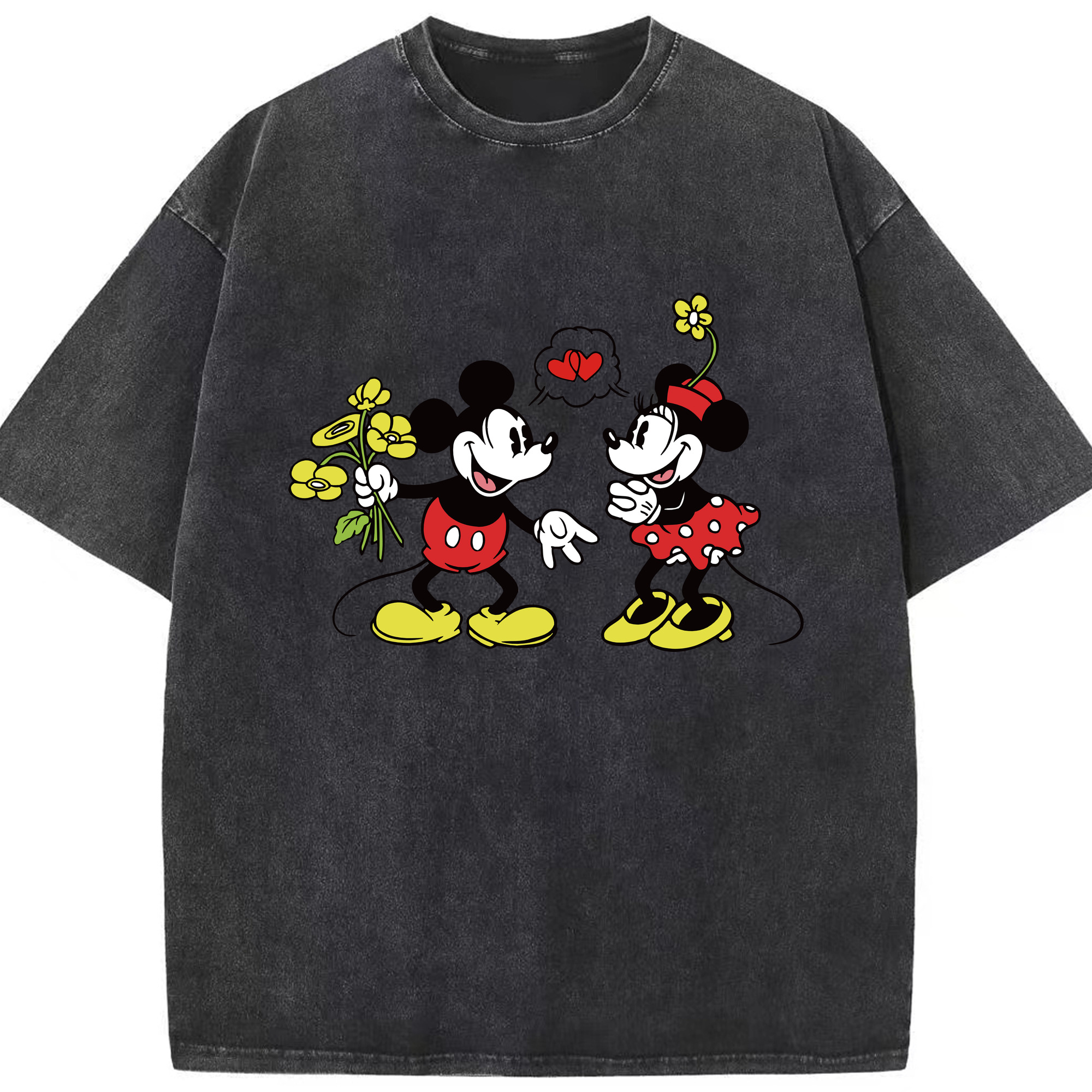 （画像用） ミッキーマウス Mickey Mouse 綿100% ヴィンテージ風 半袖Tシャツ（フロントプリント）