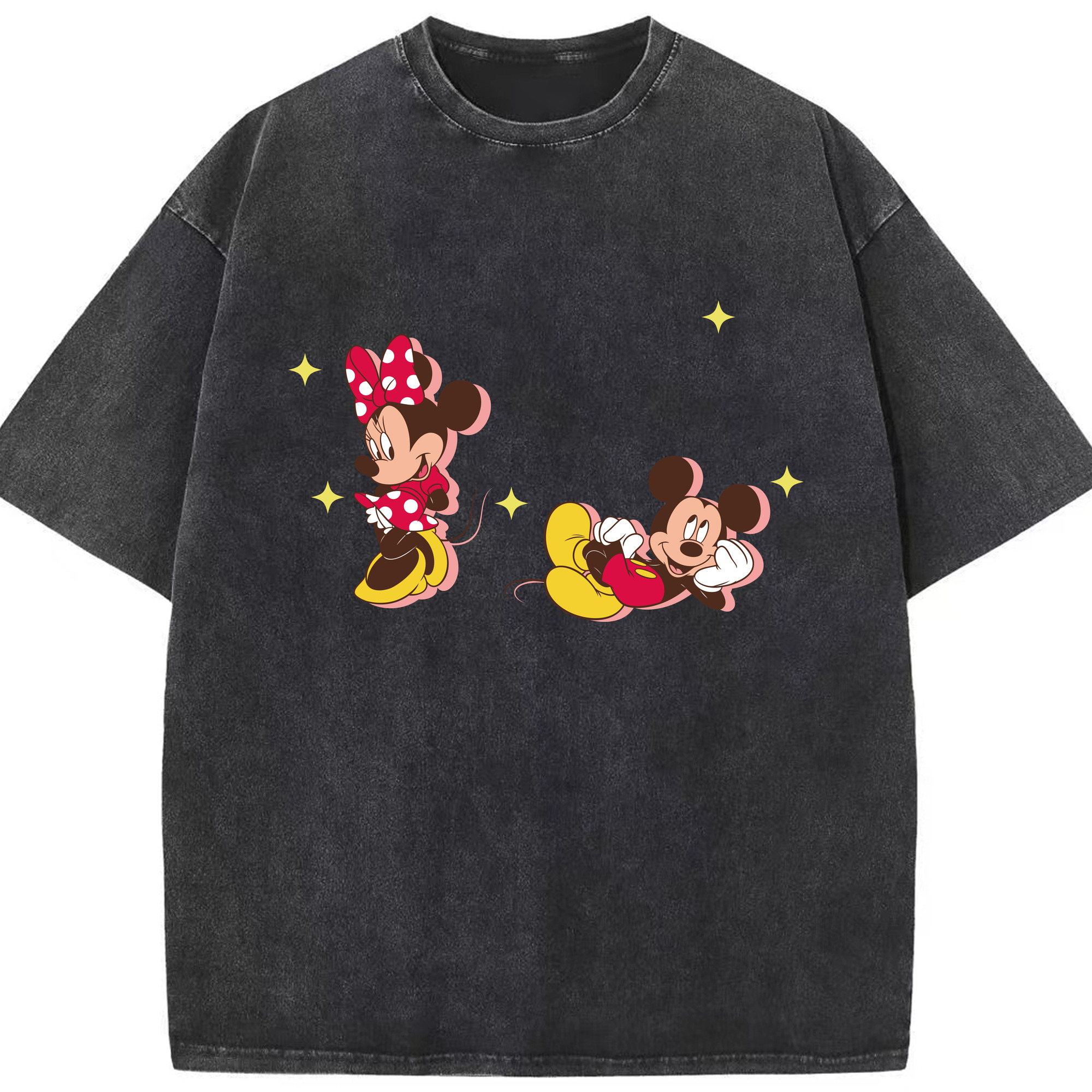 （画像用） ミッキーマウス Mickey Mouse 綿100% ヴィンテージ風 半袖Tシャツ（フロントプリント）