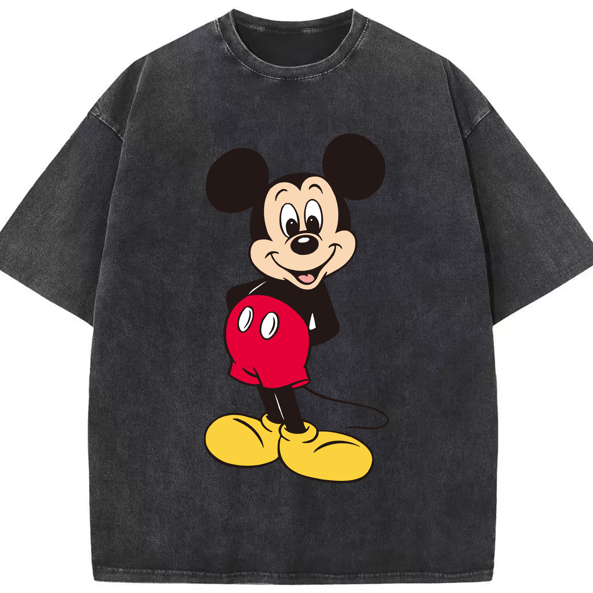 （画像用） ミッキーマウス Mickey Mouse 綿100% ヴィンテージ風 半袖Tシャツ（フロントプリント）