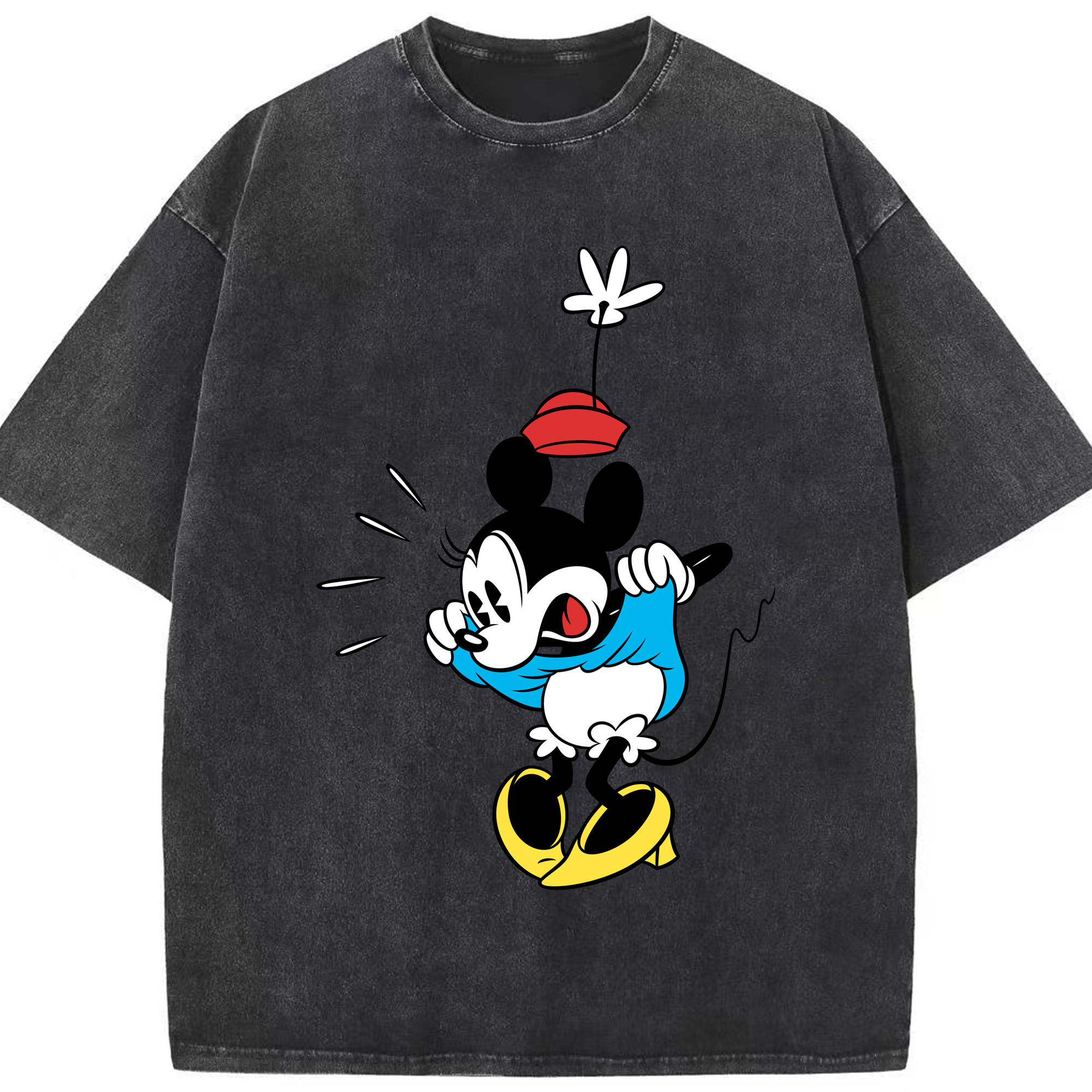 （画像用） ミッキーマウス Mickey Mouse 綿100% ヴィンテージ風 半袖Tシャツ（フロントプリント）