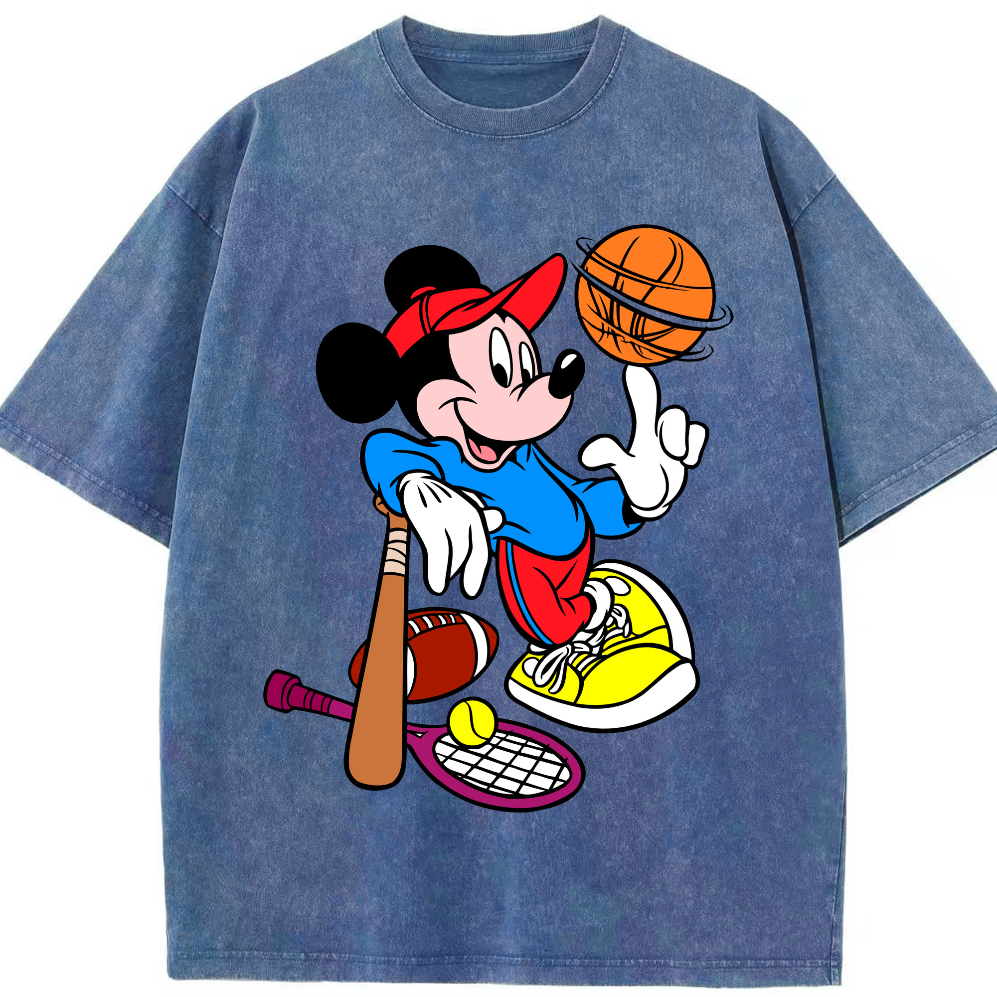 （画像用） ミッキーマウス Mickey Mouse 綿100% ヴィンテージ風 半袖Tシャツ（フロントプリント）